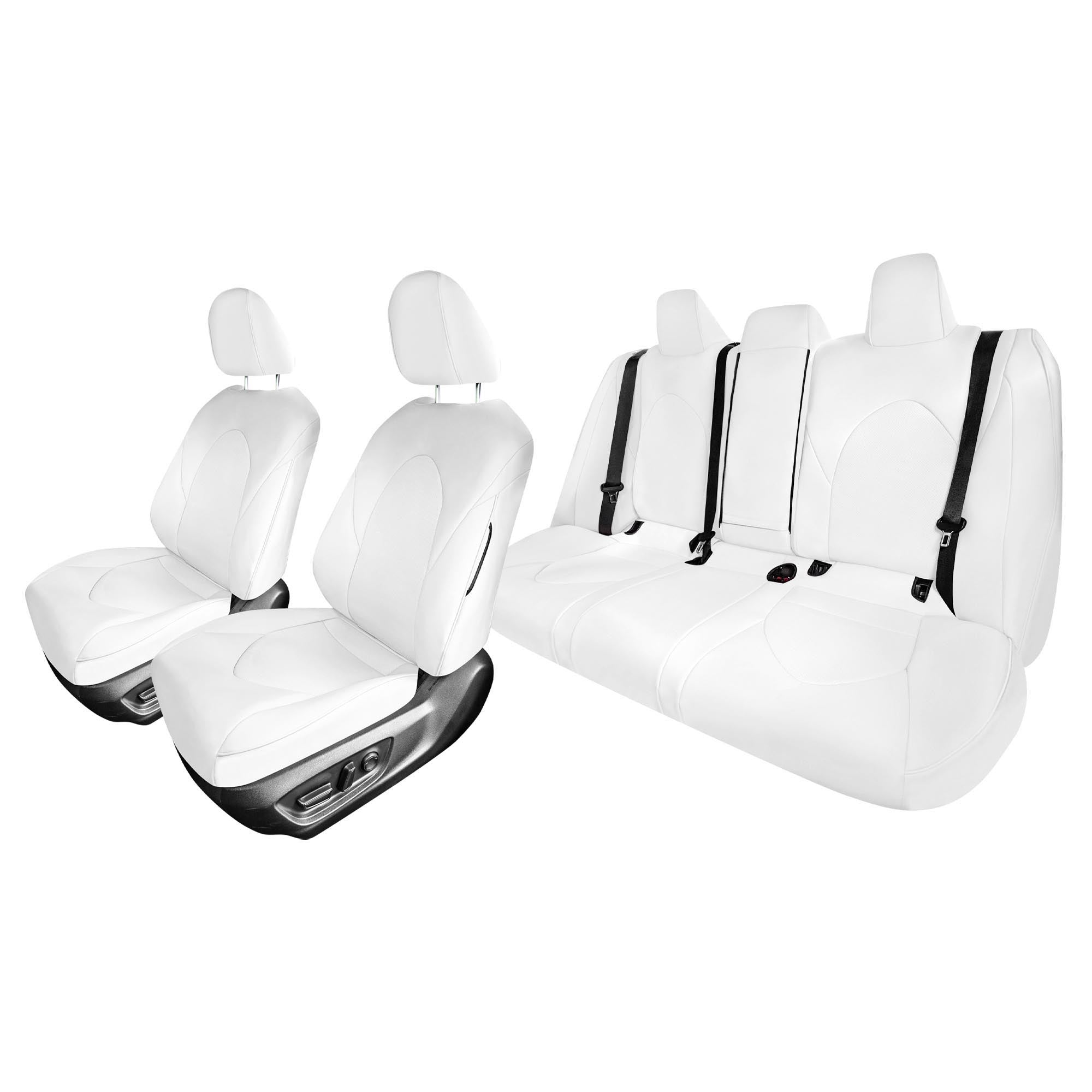 Toyota Camry 2018 - 2023 L | LE | SE | XLE | XSE - Full Set Seat Covers - Solid White Faux Leather