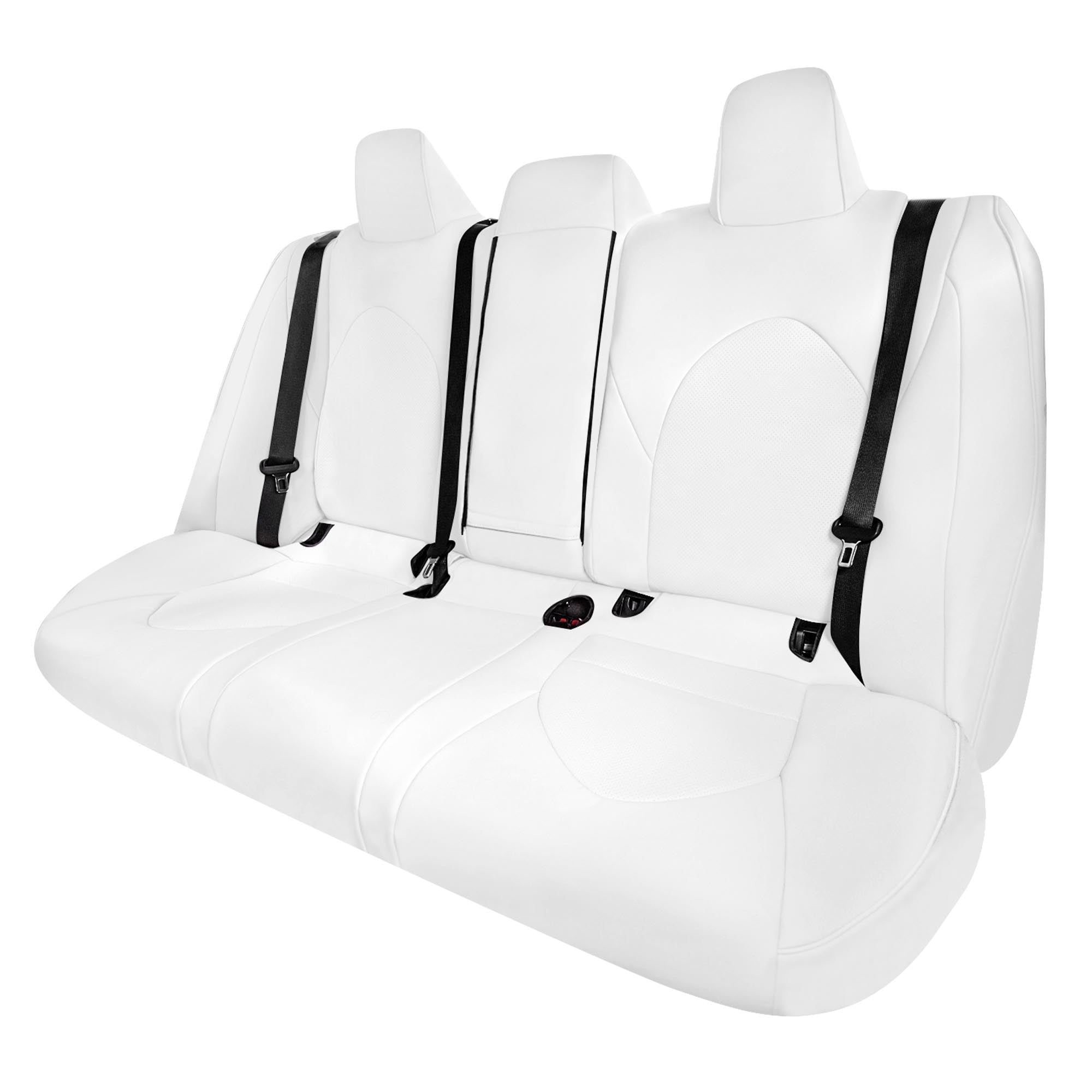 Toyota Camry 2018 - 2024 L | LE | SE | XLE | XSE - Rear Set Seat Covers - Solid White Faux Leather