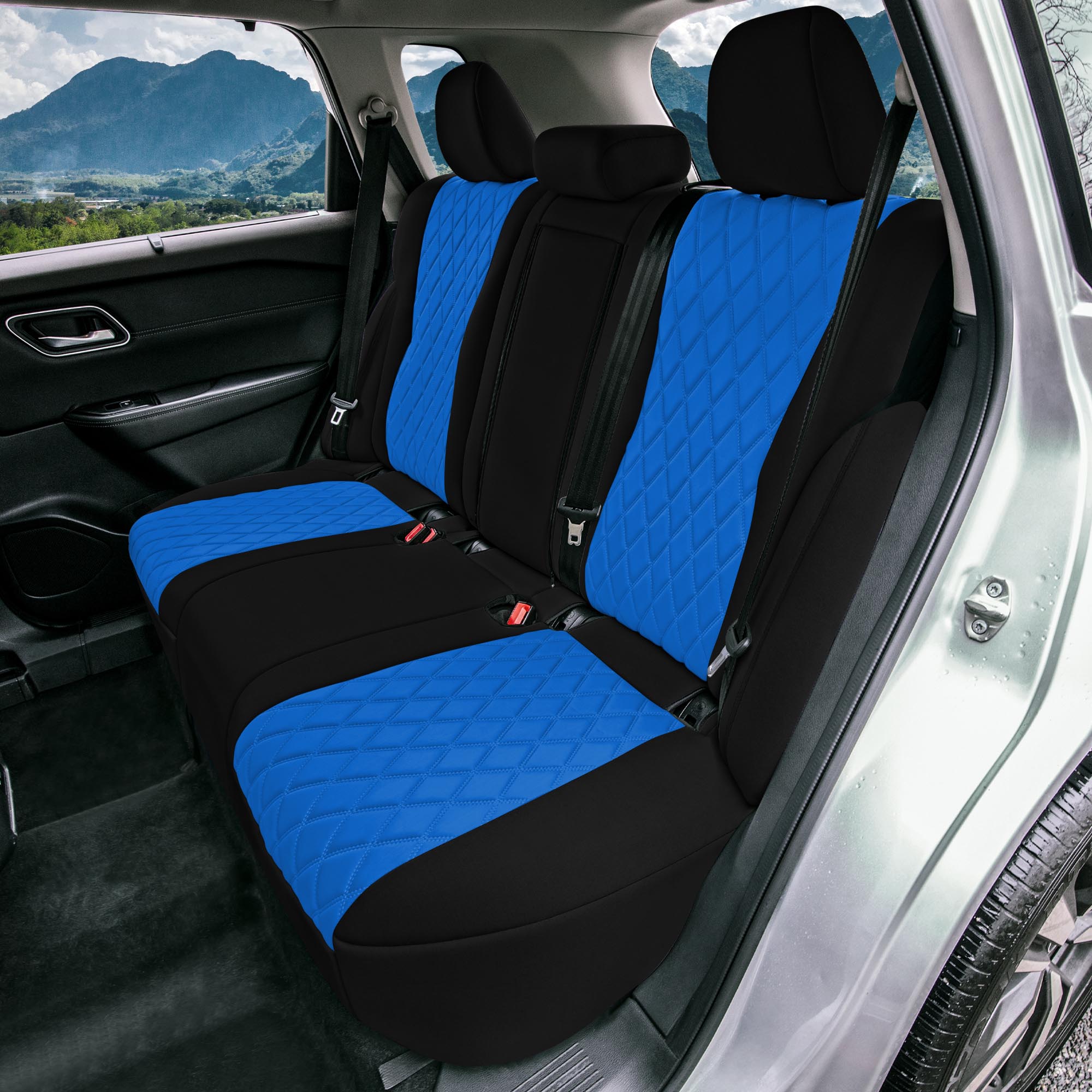 Nissan Rogue - 2021-2024 - Rear Set Seat Covers - Blue Ultraflex Neoprene