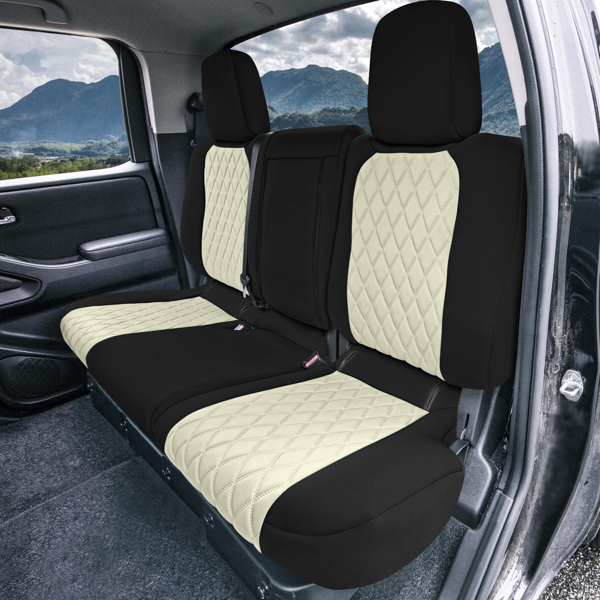 Nissan Frontier - 2022-2024 - Rear Set Seat Covers - Beige Ultraflex Neoprene