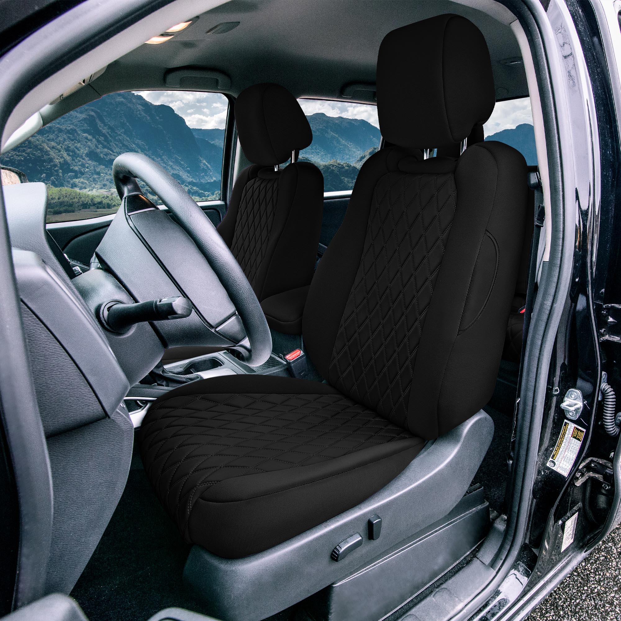 Nissan Frontier - 2022-2024 - Full Set Seat Covers - Black Ultraflex Neoprene