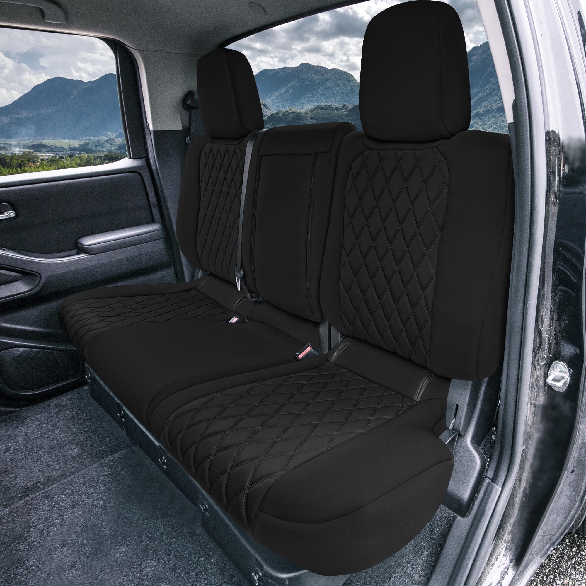 Nissan Frontier - 2022-2024 - Rear Set Seat Covers - Black Ultraflex Neoprene
