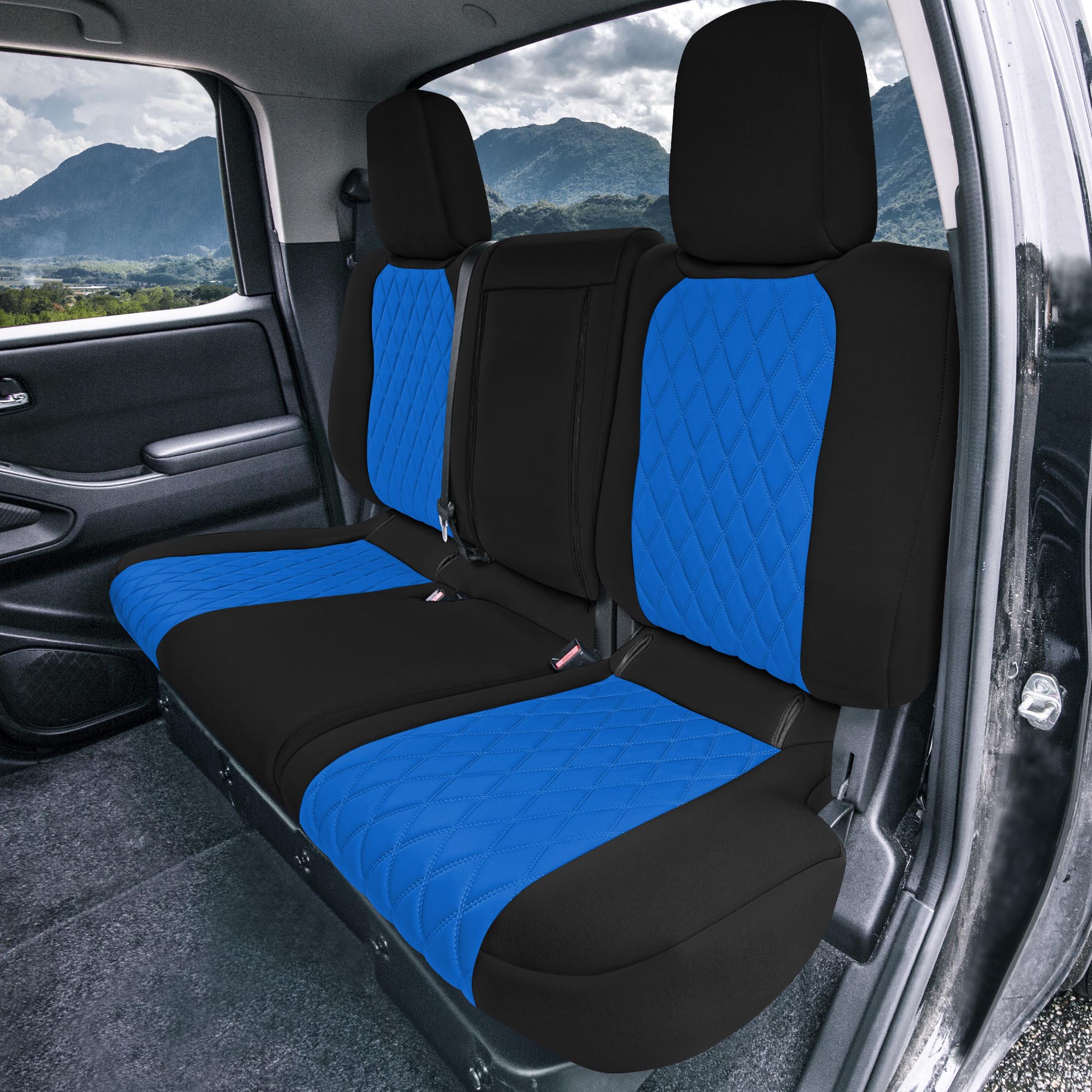 Nissan Frontier - 2022-2024 - Rear Set Seat Covers - Blue Ultraflex Neoprene