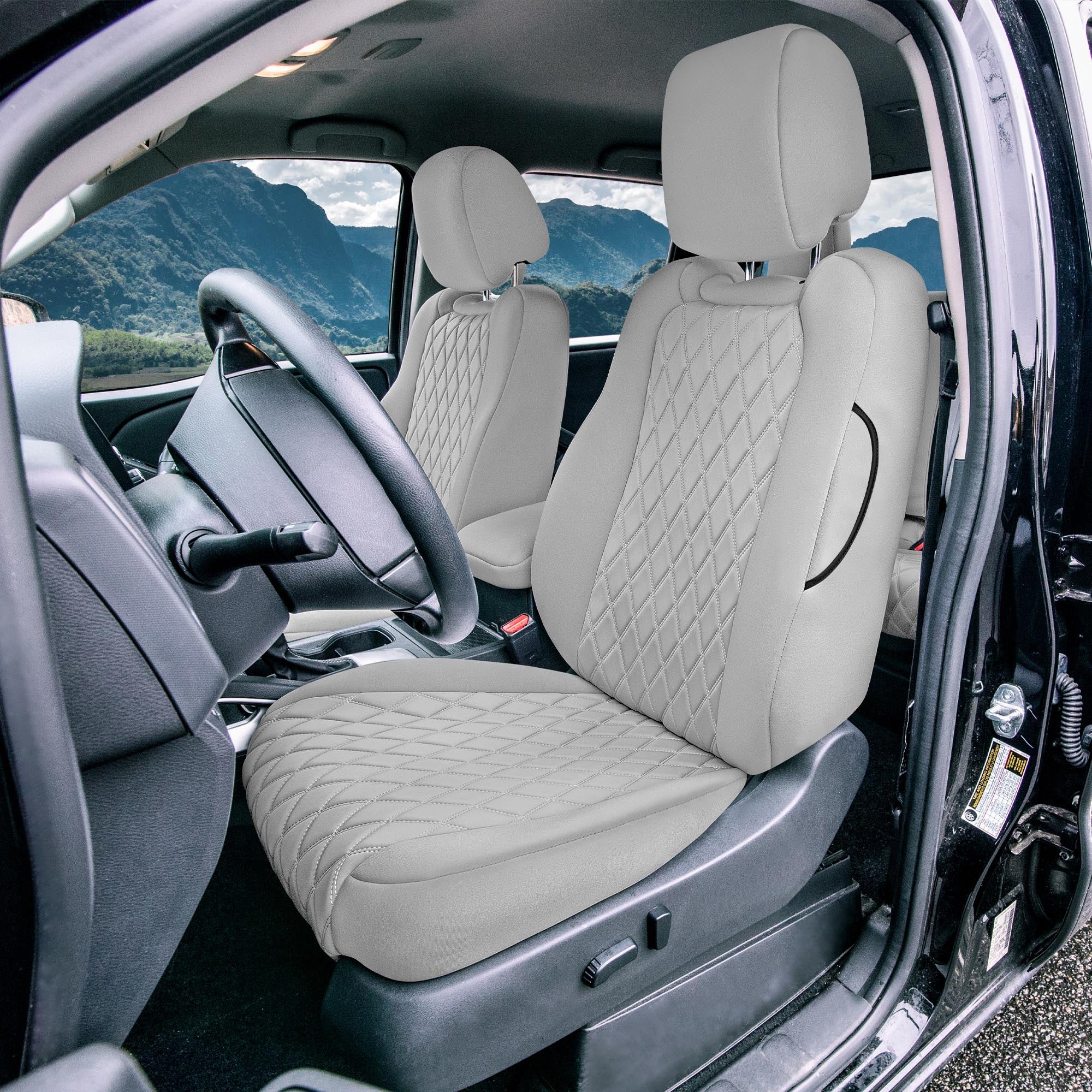Nissan Frontier - 2022-2024 - Front Set Seat Covers - Solid Gray Ultraflex Neoprene