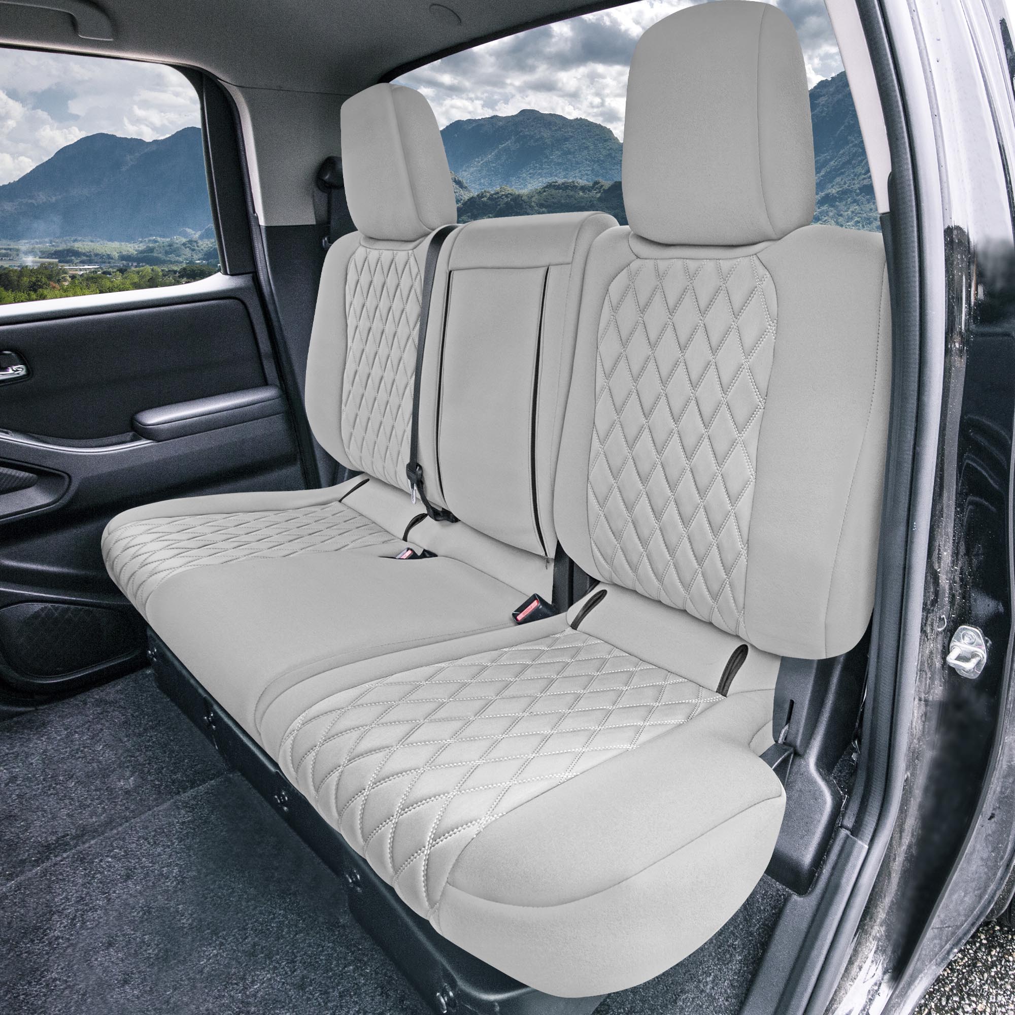 Nissan Frontier - 2022-2024 - Rear Set Seat Covers - Solid Gray Ultraflex Neoprene