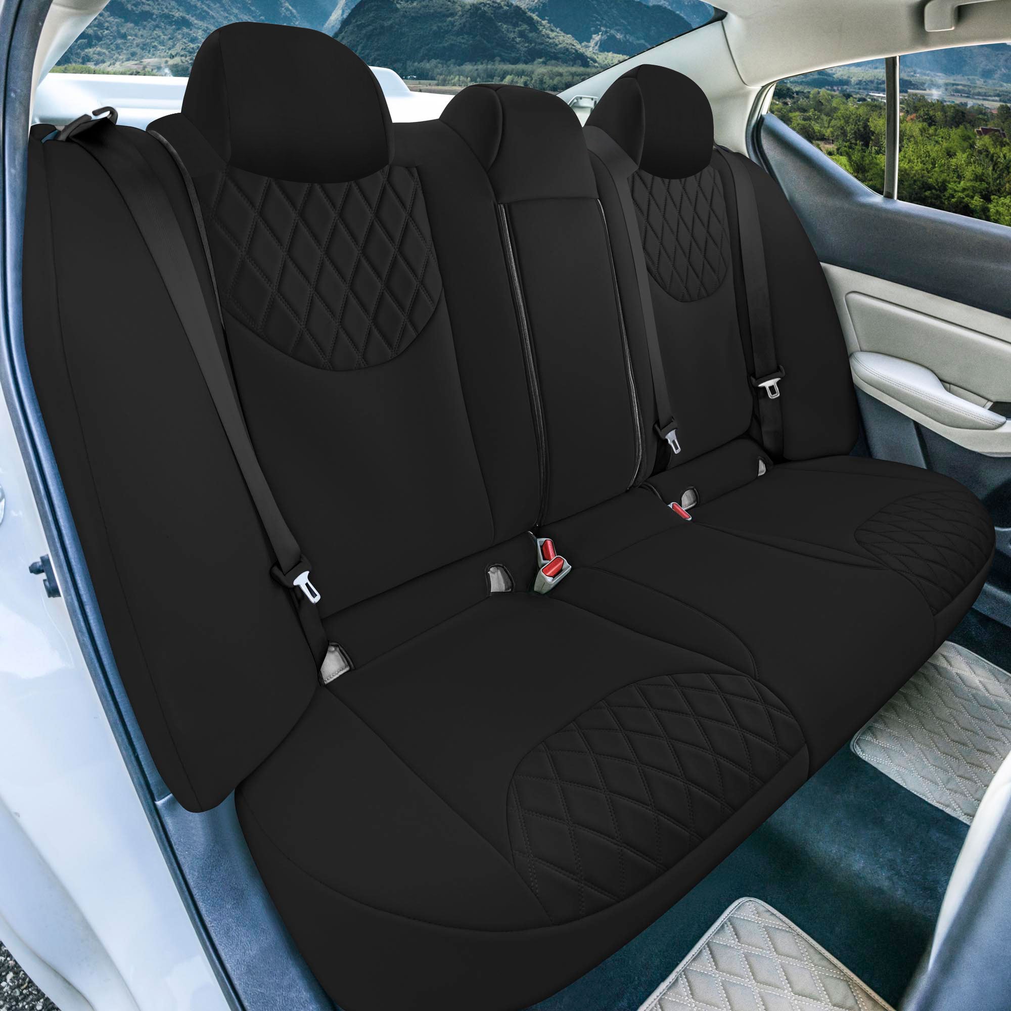 Nissan Altima - 2019 - 2025 - Rear Set Seat Covers - Black Ultraflex Neoprene