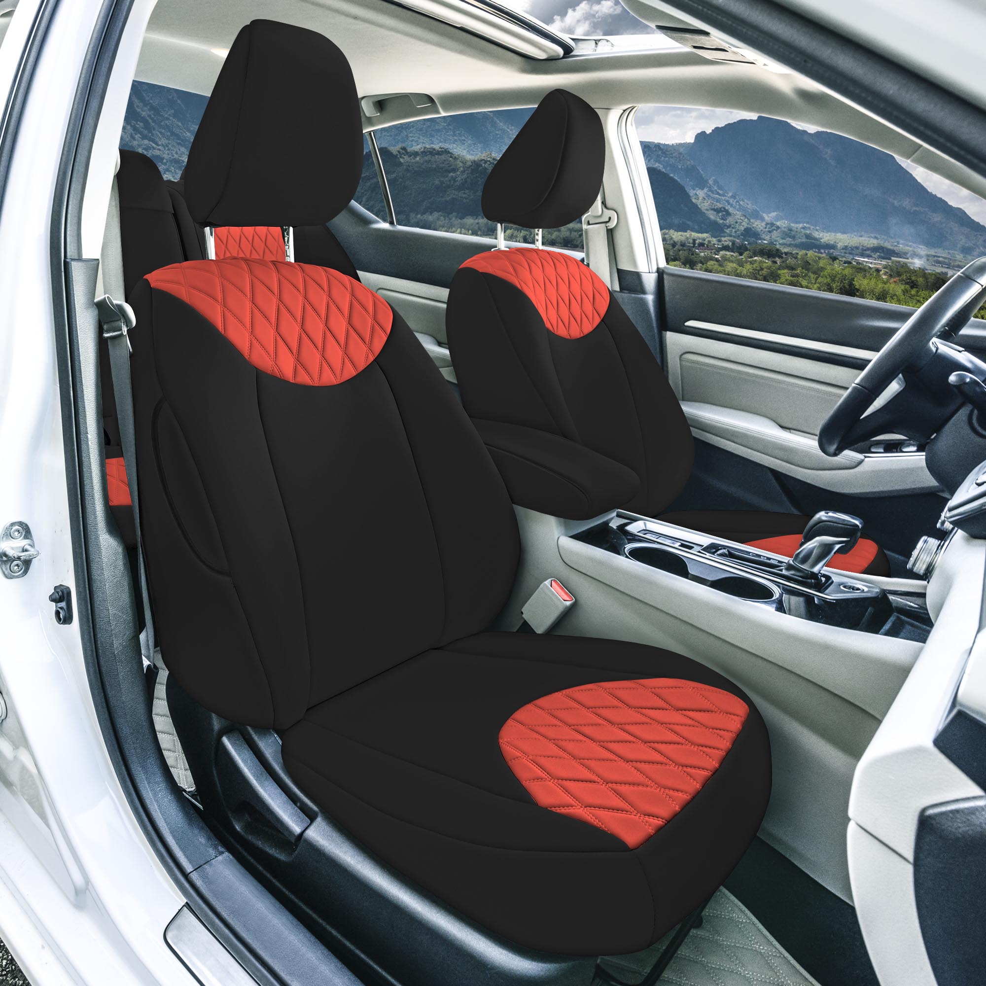 Nissan Altima - 2019 - 2025 - Front Set Seat Covers - Red Ultraflex Neoprene