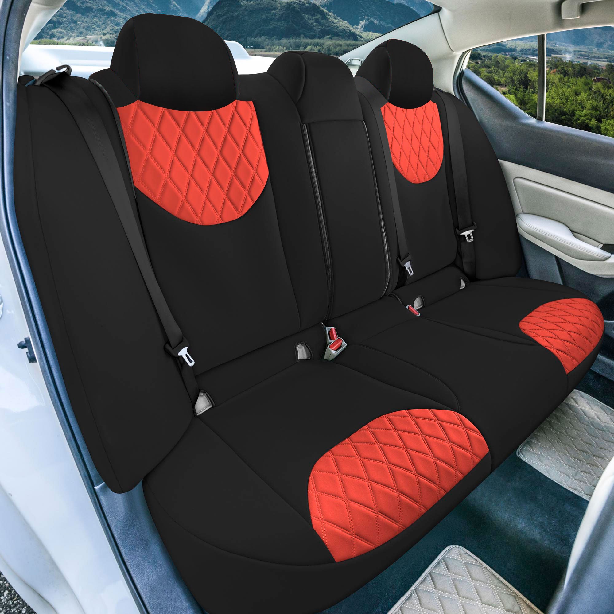 Nissan Altima - 2019 - 2023 - Rear Set Seat Covers - Red Ultraflex Neoprene