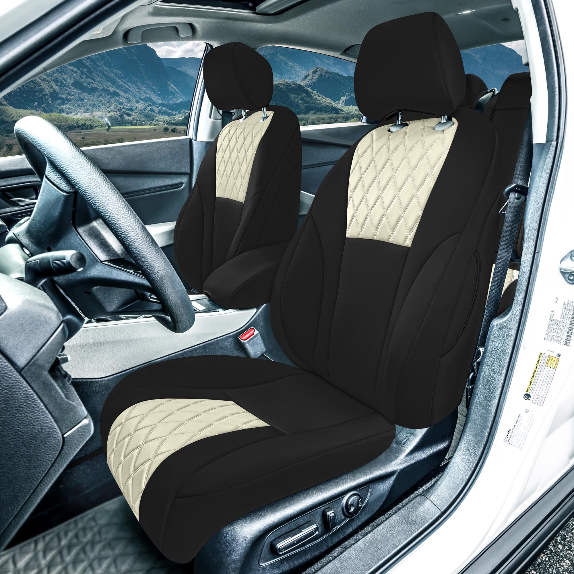 Honda Accord LX | Sport Hybrid 2023-2024 - Full Set Seat Covers (Solid Bench) - Beige Ultraflex Neoprene