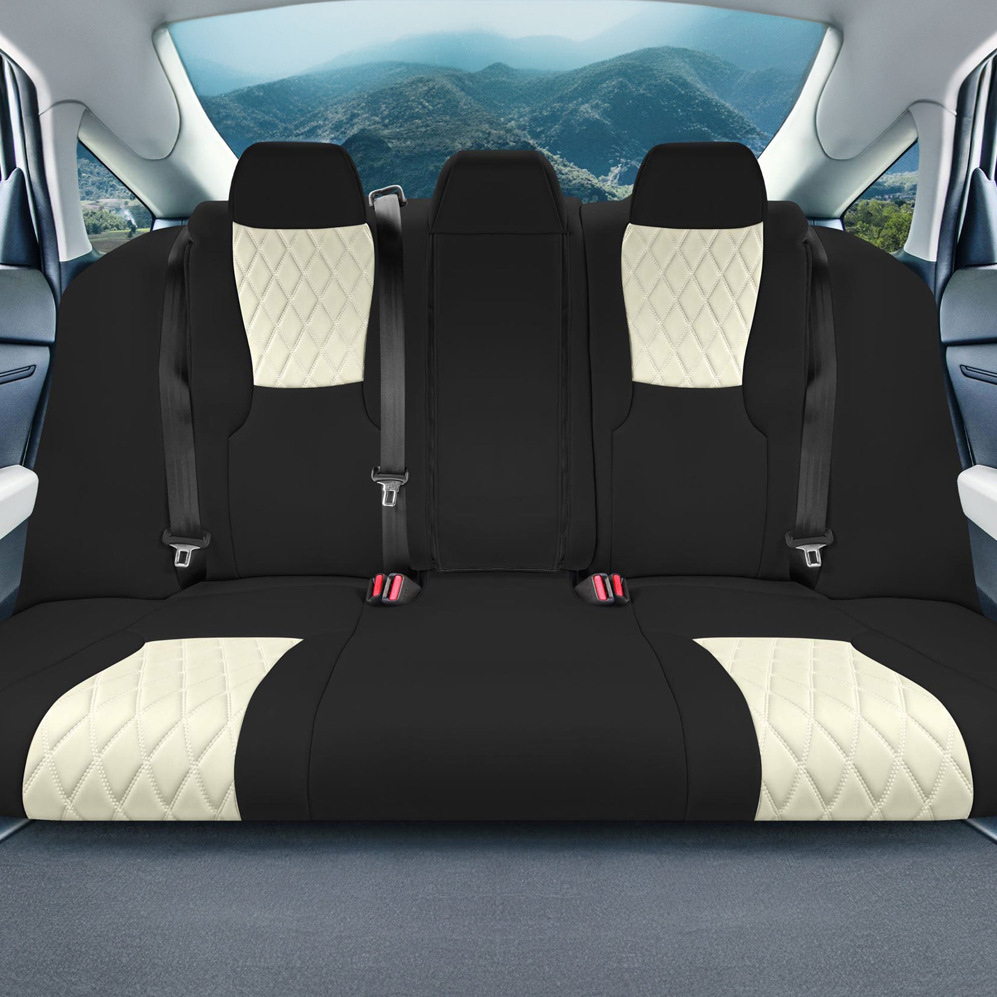 Honda Accord LX | Sport Hybrid 2018-2024 - Rear Set Seat Covers (Solid Bench) - Beige Ultraflex Neoprene