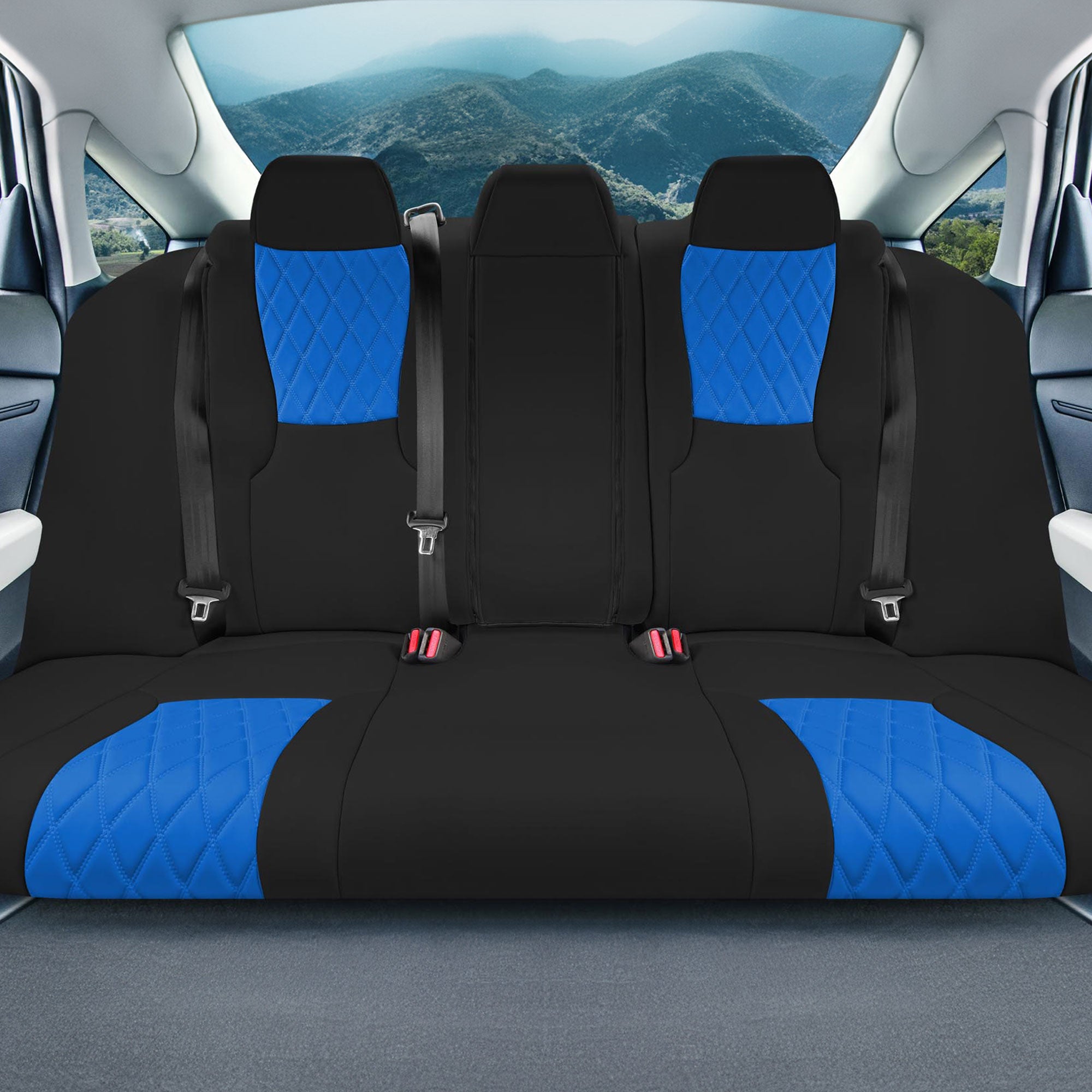 Honda Accord LX | Sport Hybrid 2018-2024 - Rear Set Seat Covers (Solid Bench) - Blue Ultraflex Neoprene