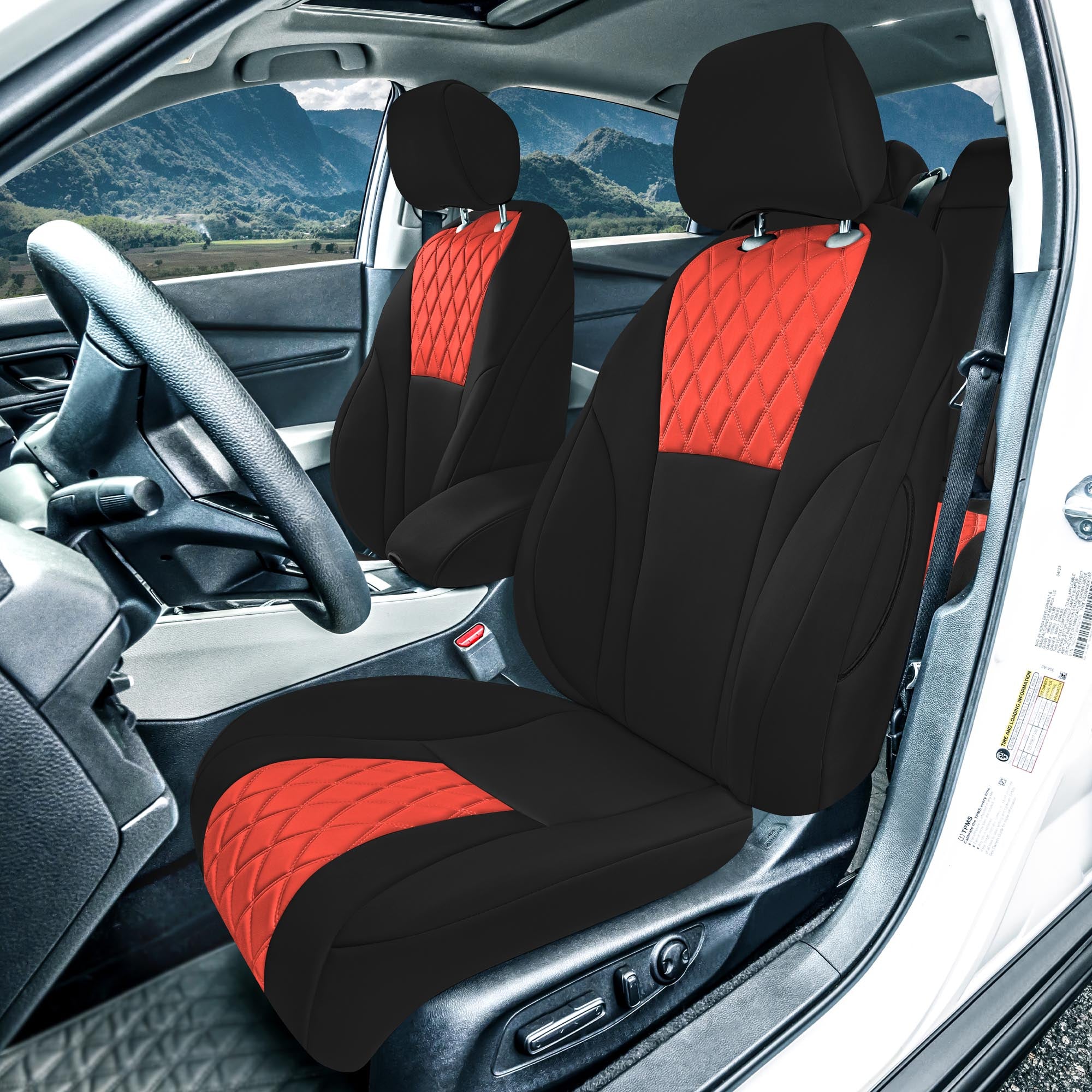 Honda Accord LX | Sport Hybrid 2023-2024 - Full Set Seat Covers (Solid Bench) - Red Ultraflex Neoprene