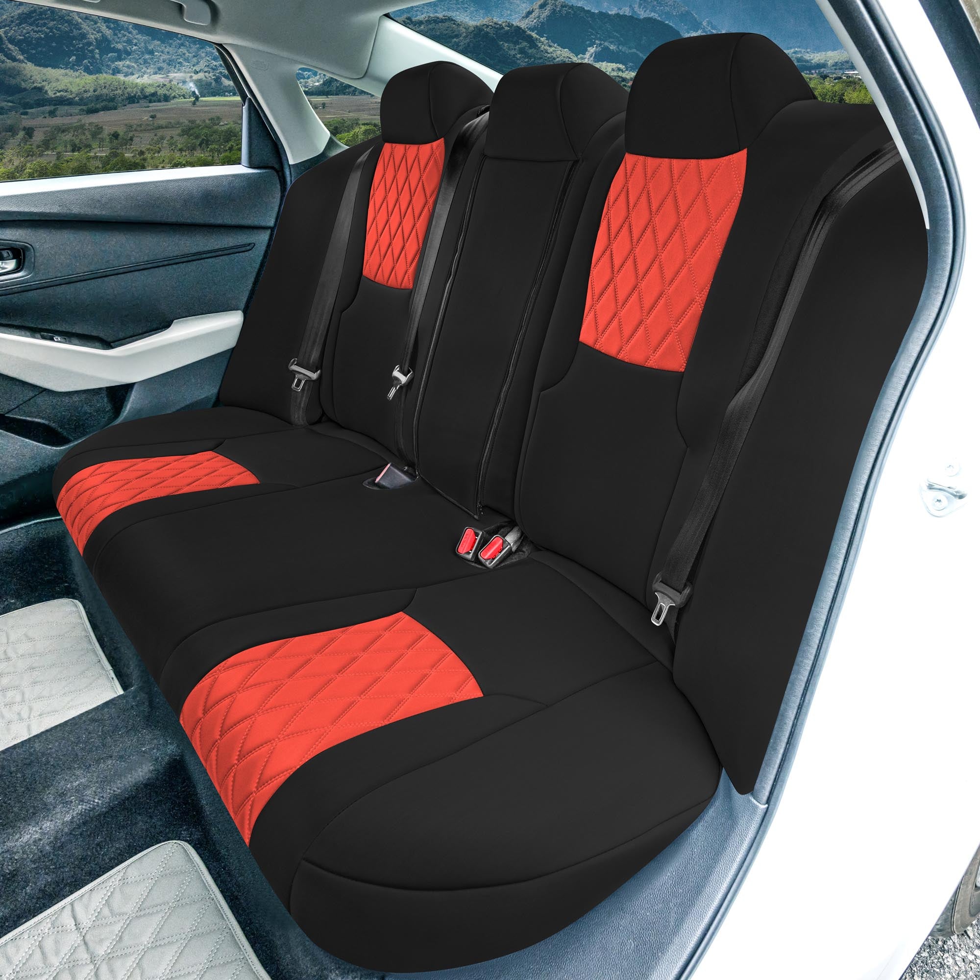 Honda Accord 2023 - 2024 - Split Rear Set Seat Covers - Red Ultraflex Neoprene
