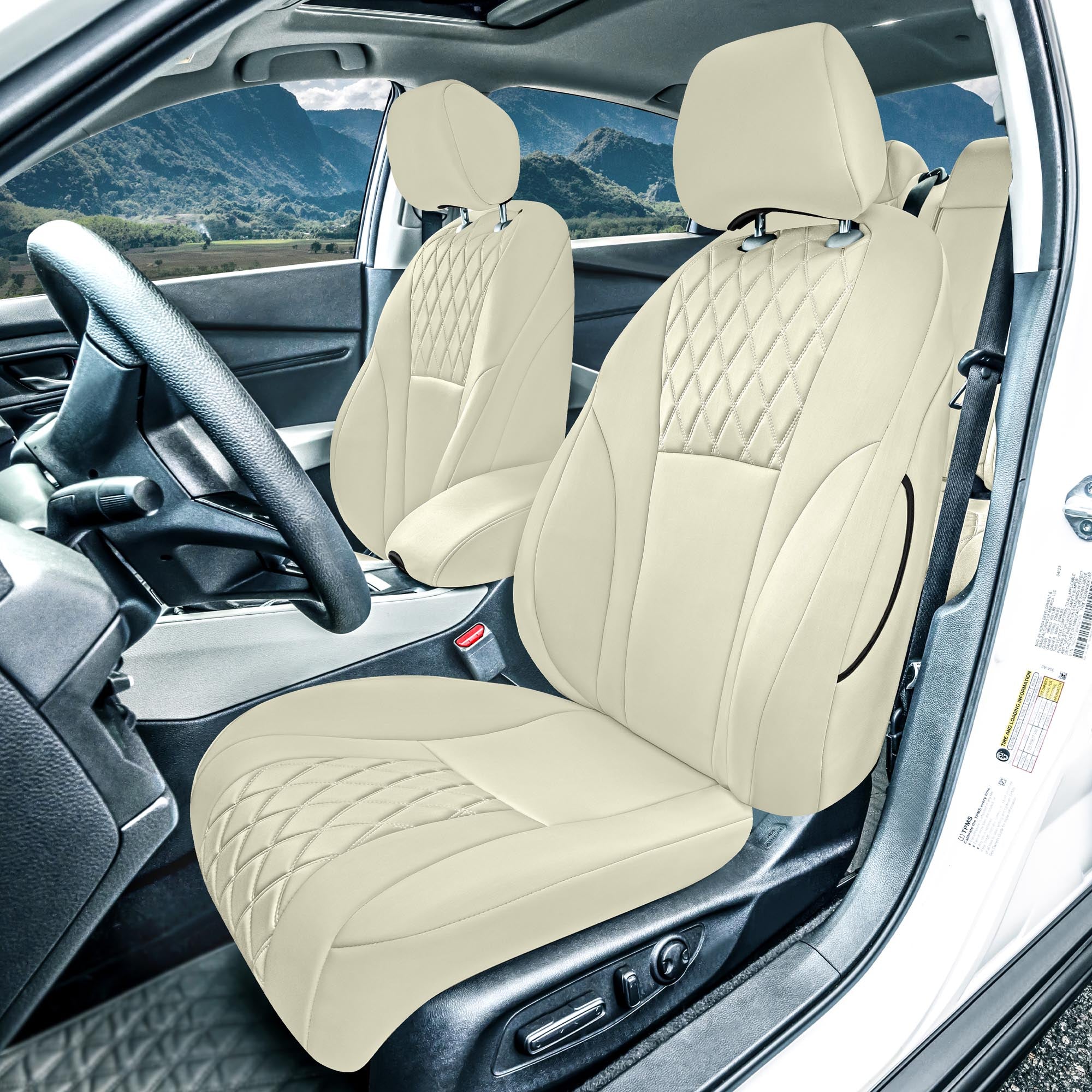 Honda Accord 2023 - 2024 - Front Set Seat Covers - Solid Beige Ultraflex Neoprene