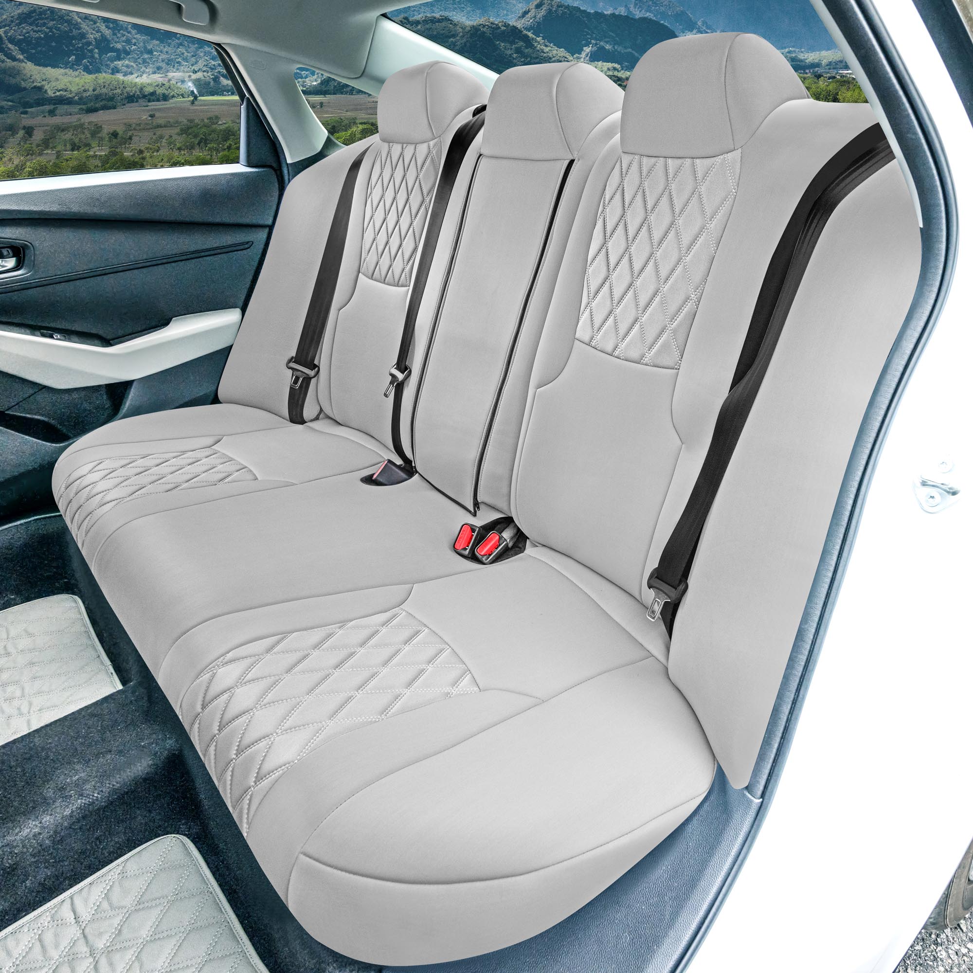 Honda Accord 2023 - 2024 - Split Rear Set Seat Covers - Solid Gray Ultraflex Neoprene