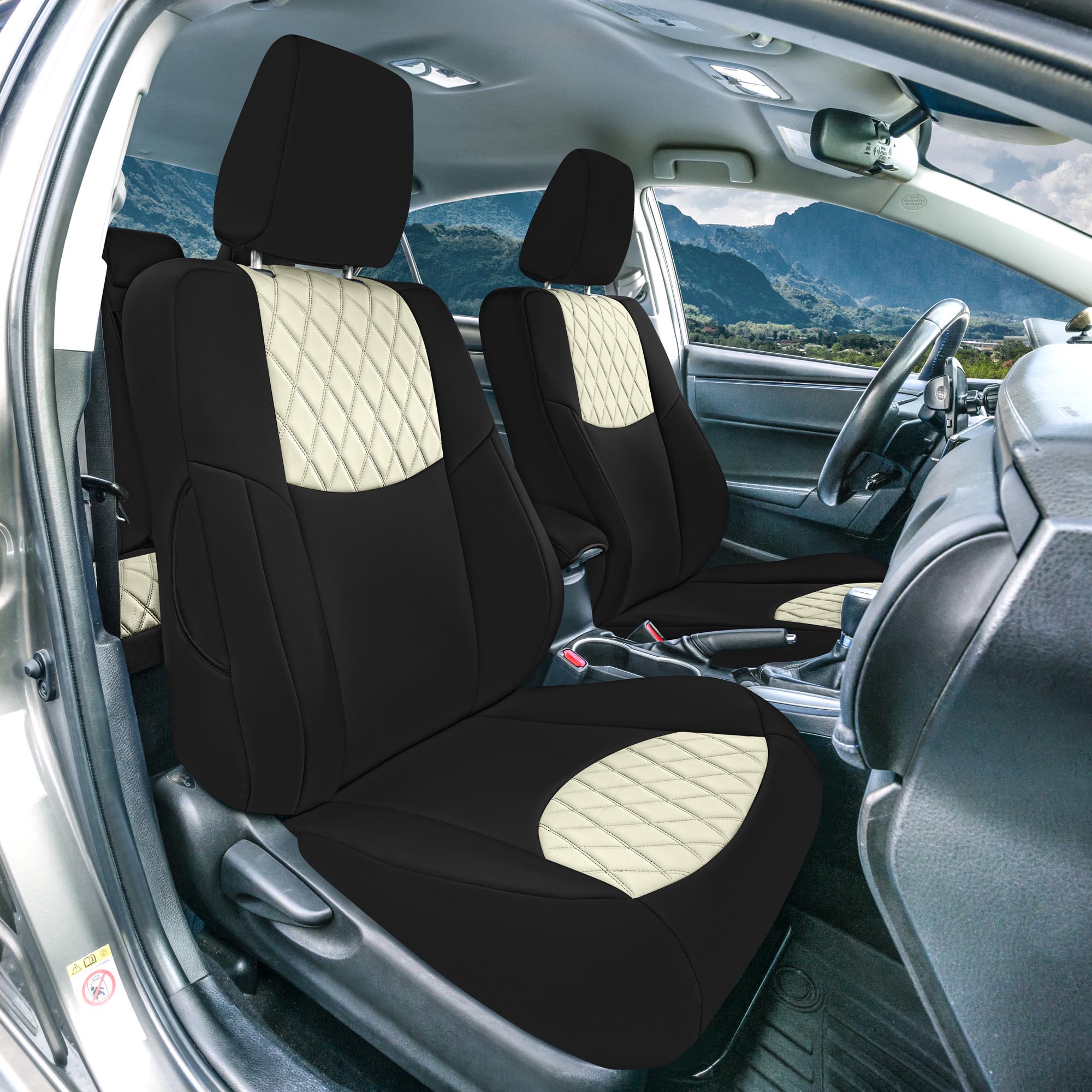 Toyota Corolla S | SE | LE 2014-2019 - Front Set Seat Covers - Beige Ultraflex Neoprene