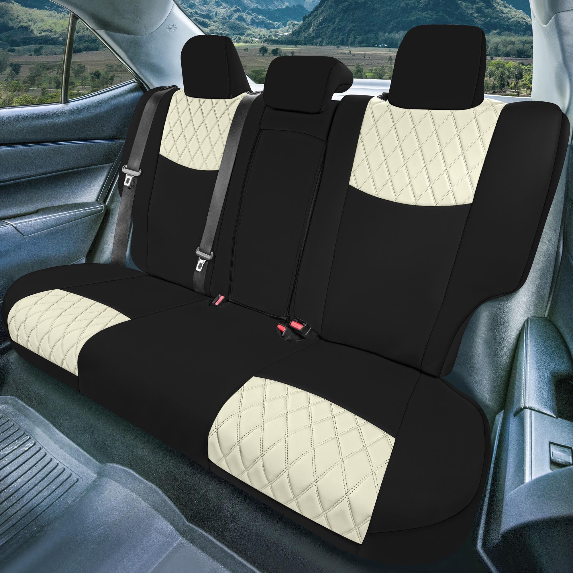 Toyota Corolla S | SE | LE 2014-2019 - Rear Set Seat Covers - Beige Ultraflex Neoprene