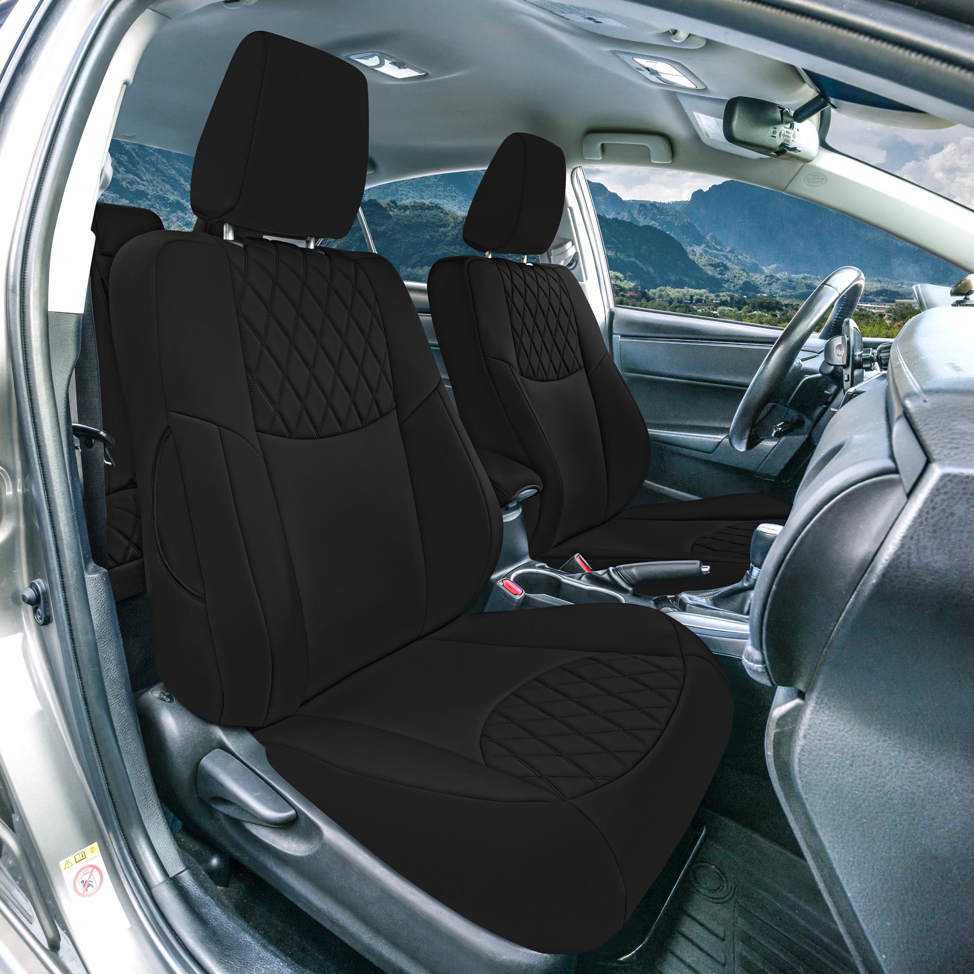 Toyota Corolla S | SE | LE 2014-2019 - Front Set Seat Covers - Black Ultraflex Neoprene