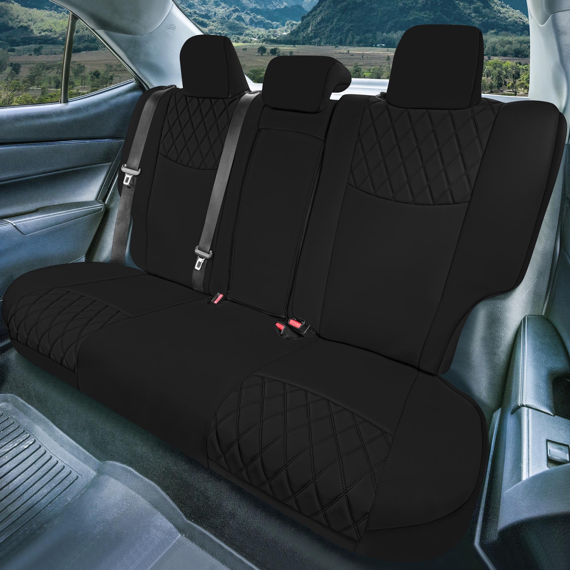 Toyota Corolla S | SE | LE 2014-2019 - Rear Set Seat Covers - Black Ultraflex Neoprene