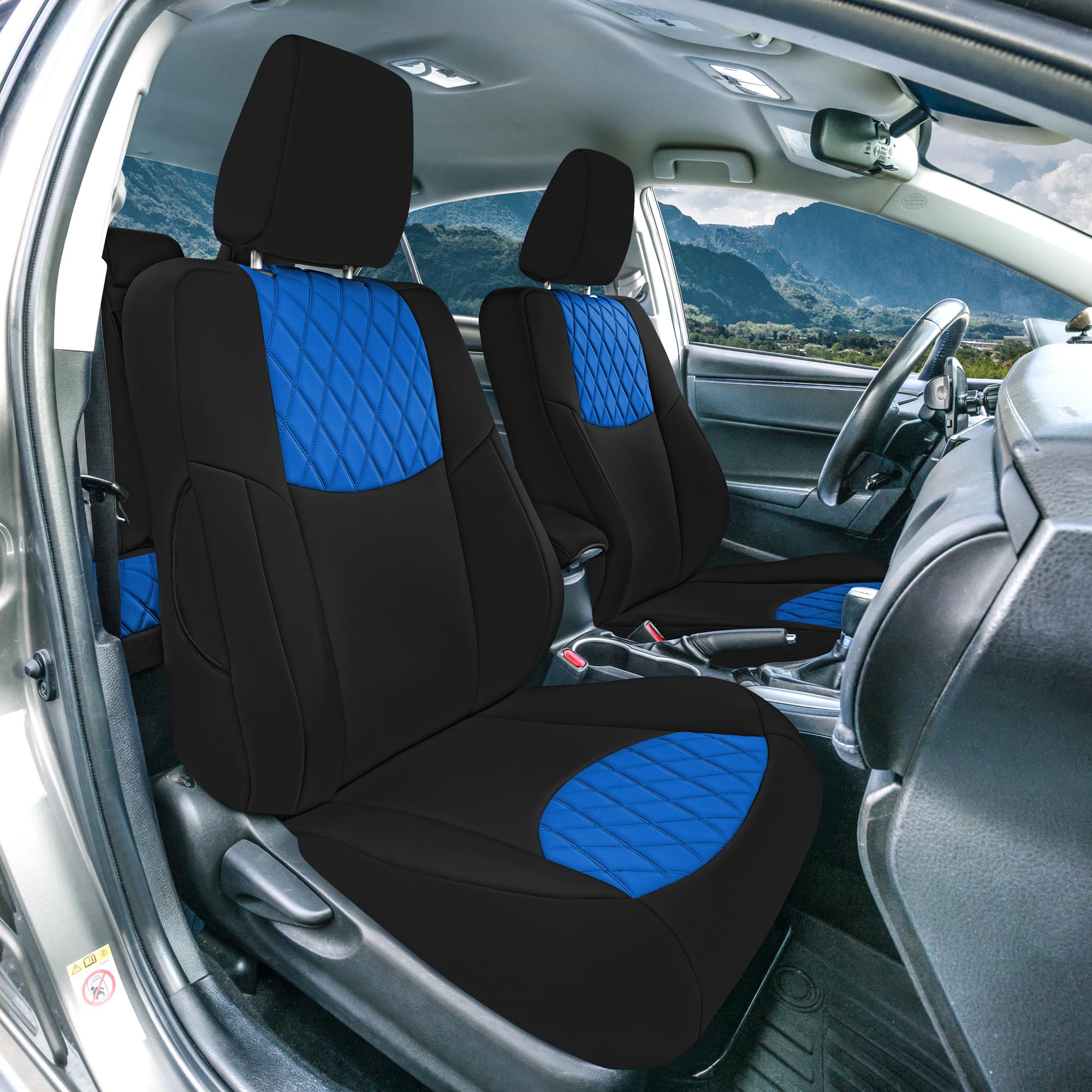 Toyota Corolla S | SE | LE 2014-2019 - Front Set Seat Covers - Blue Ultraflex Neoprene