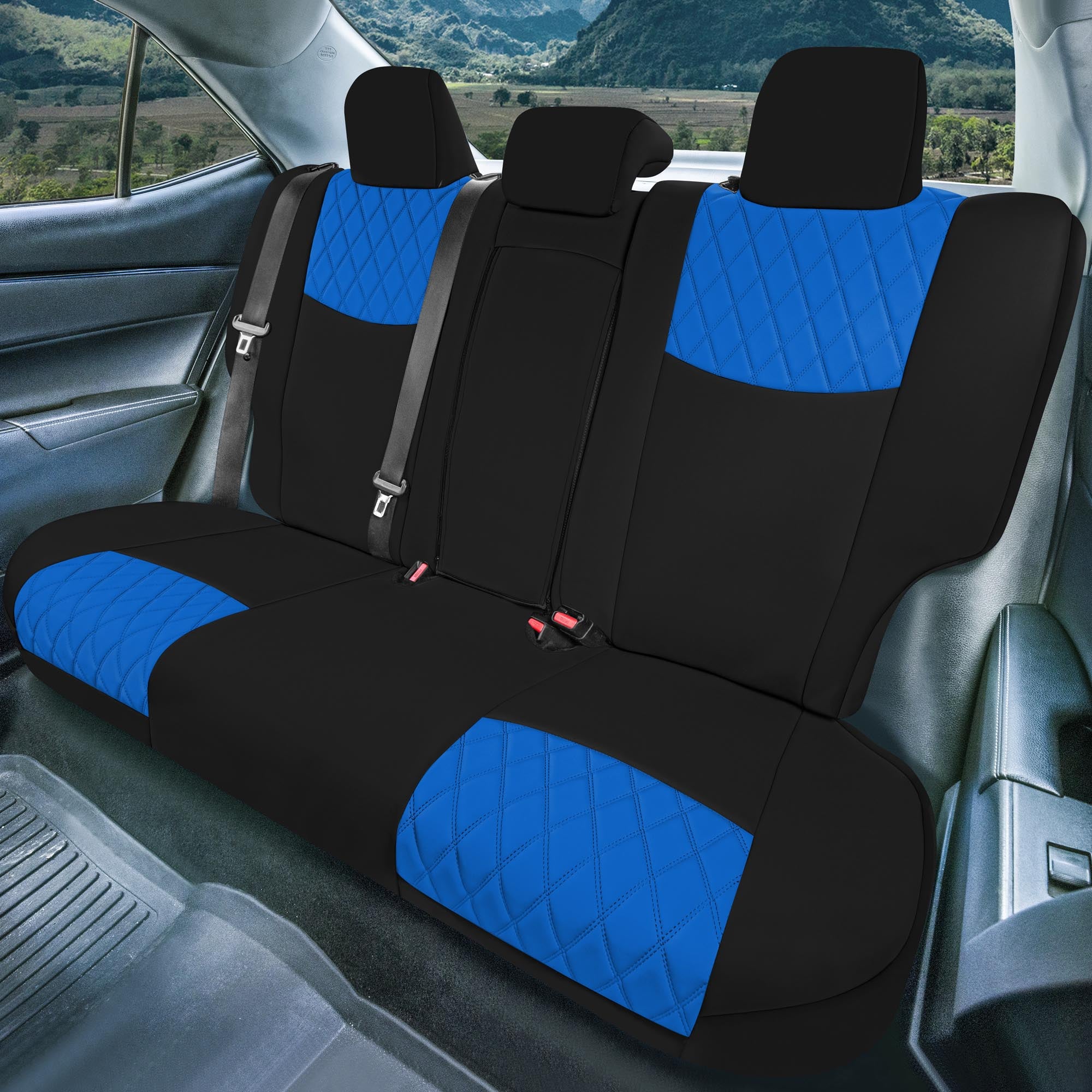 Toyota Corolla S | SE | LE 2014-2019 - Rear Set Seat Covers - Blue Ultraflex Neoprene