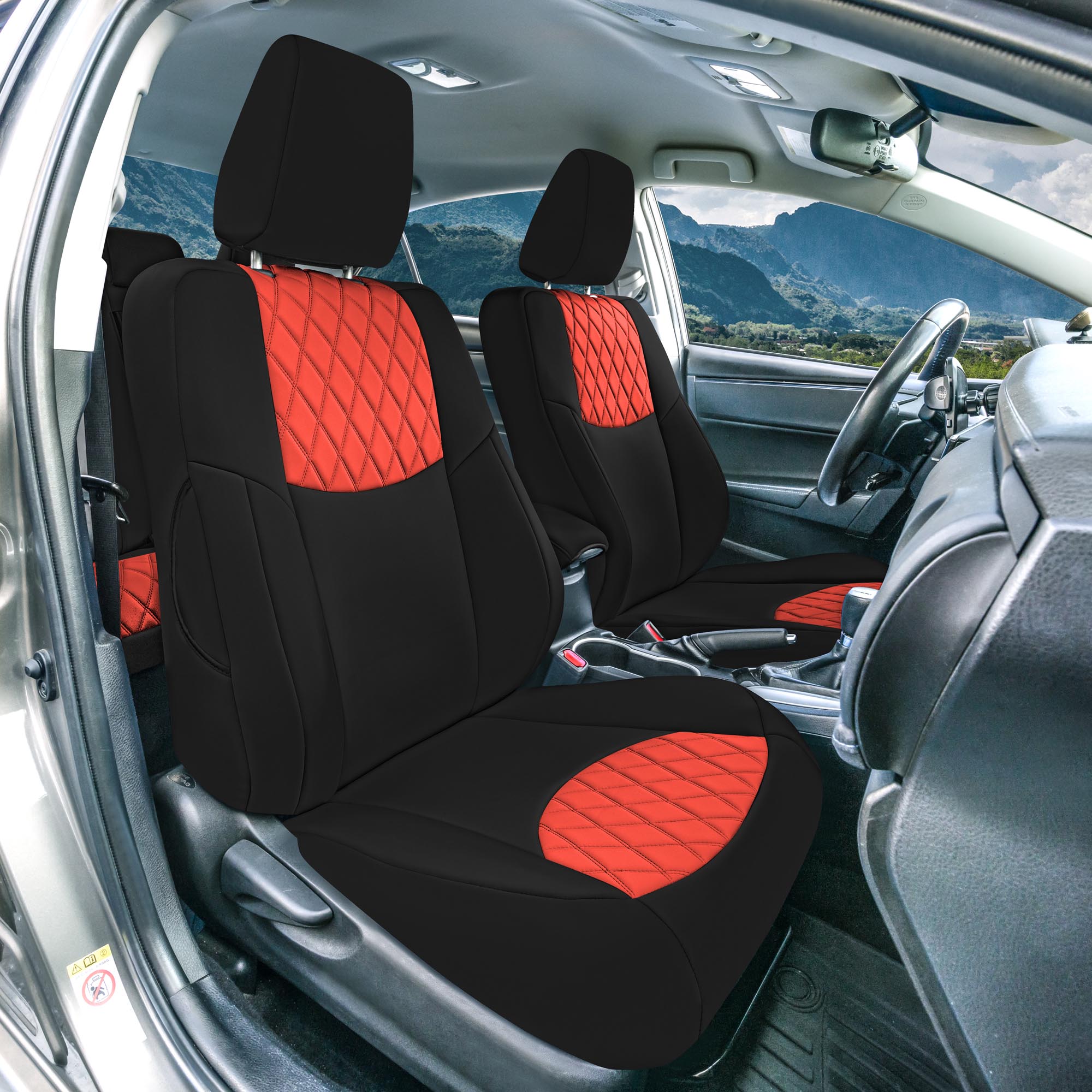 Toyota Corolla S | SE | LE 2014-2019 - Front Set Seat Covers - Red Ultraflex Neoprene