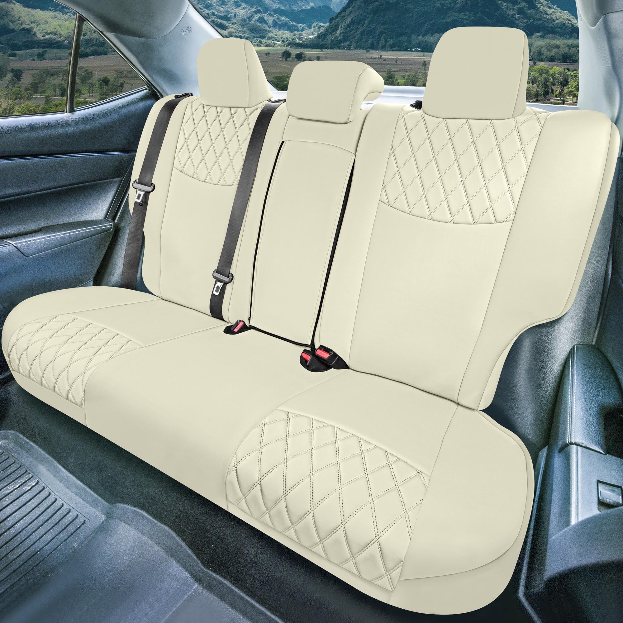 Toyota Corolla S | SE | LE 2014-2019 - Rear Set Seat Covers - Solid Beige Ultraflex Neoprene