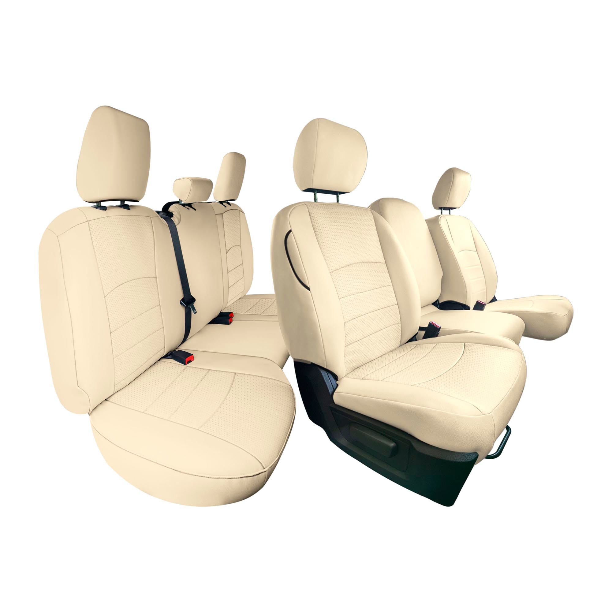 Dodge Ram 1500 2011-2018 & Ram 1500 Classic 2019-2025 Quad Cab - Full Set Seat Covers - Beige Faux Leather