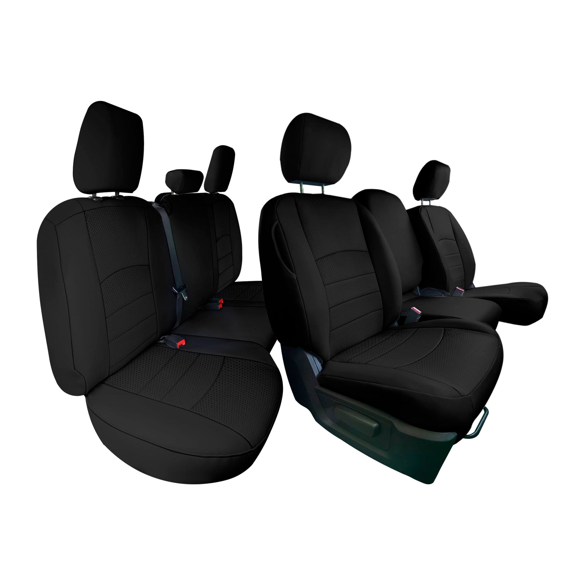 Dodge Ram 1500 2011-2018 & Ram 1500 Classic 2019-2025 Quad Cab - Full Set Seat Covers - Black Faux Leather