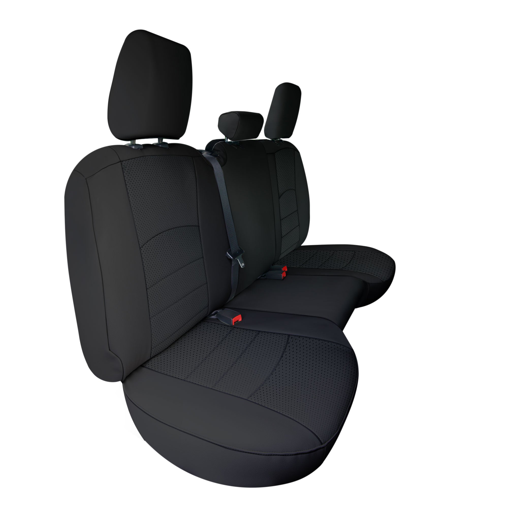 Dodge Ram 1500 2011-2018 & Ram 1500 Classic 2019-2025 Quad Cab - Rear Set Seat Covers - Black Faux Leather