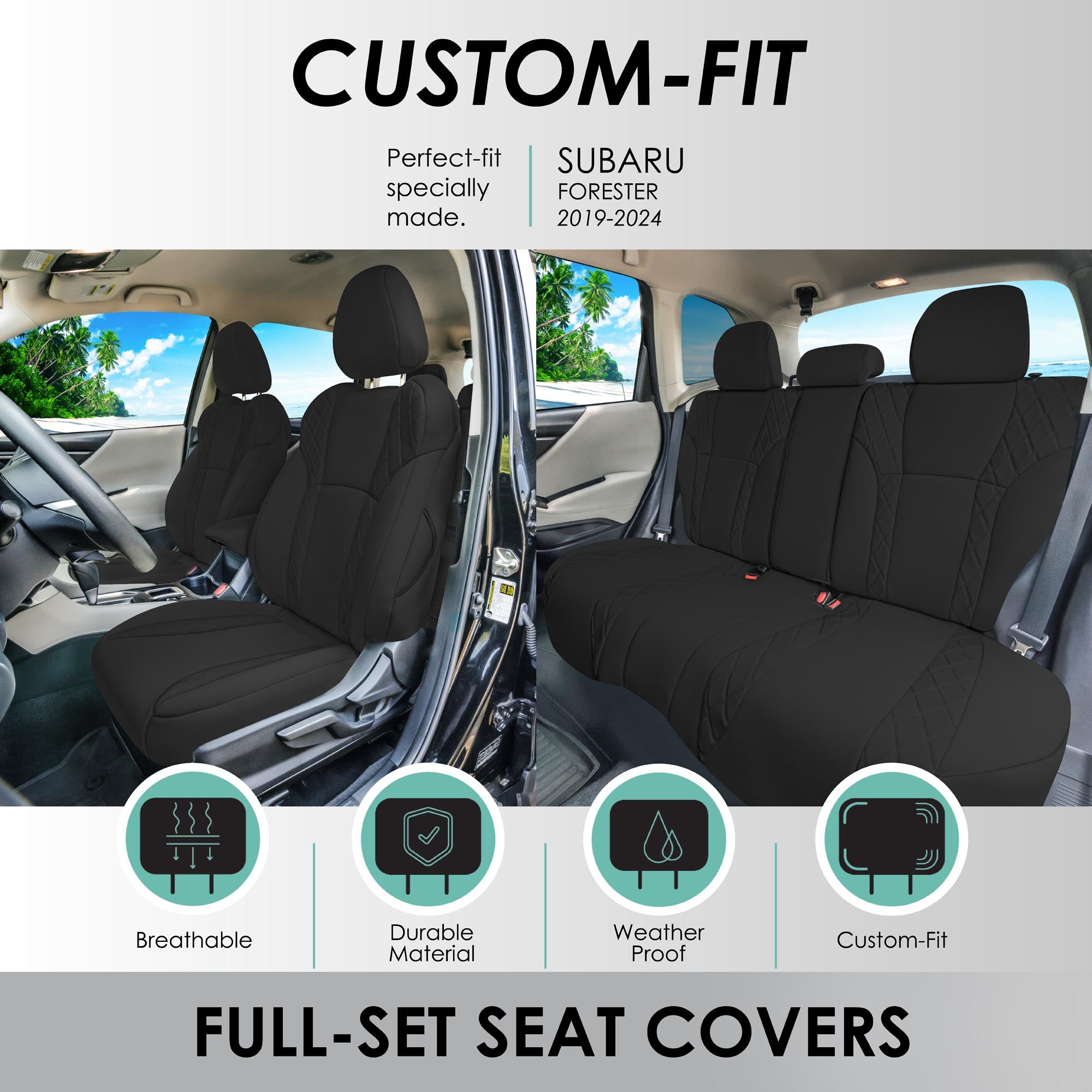 Subaru Forester 2019-2024 - Full Set Seat Covers - Black Ultraflex Neoprene