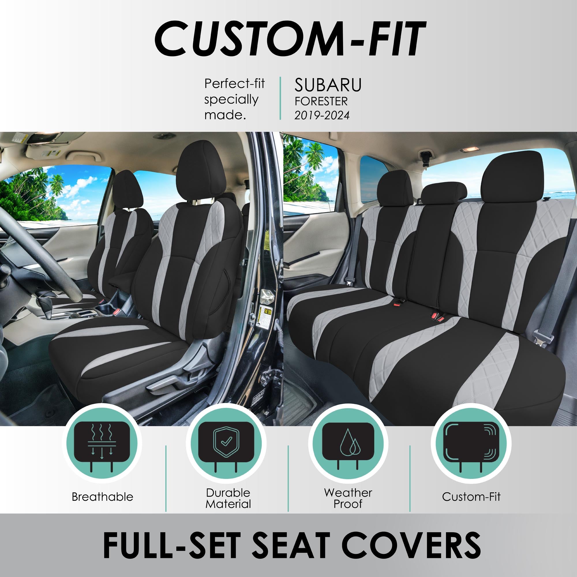 Subaru Forester 2019-2024 - Full Set Seat Covers - Gray Ultraflex Neoprene