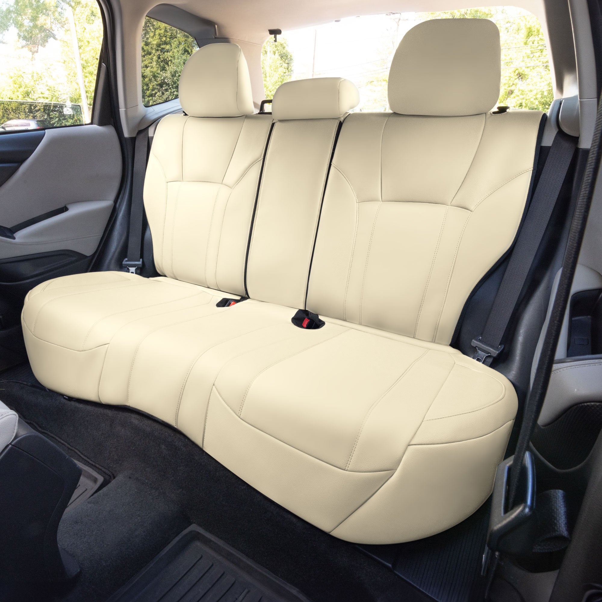 Subaru Forester 2019-2024 - Rear Set Seat Covers - Beige Faux Leather