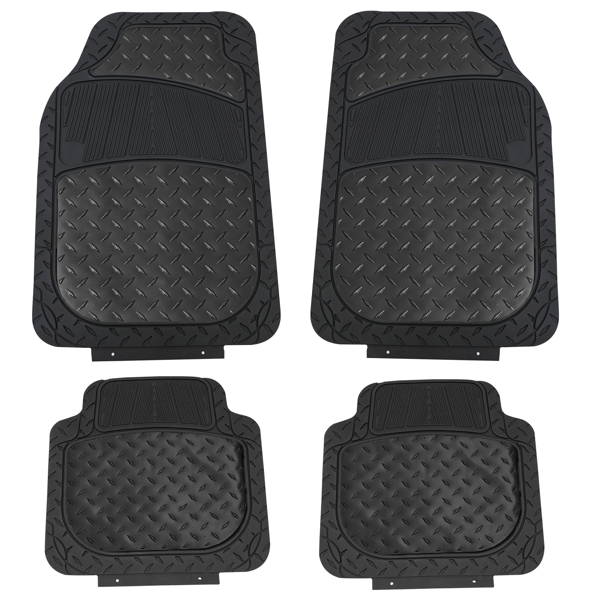 Trimmable ClimaProof High Quality Metallic Non-Slip Rubber Floor Mats - Full Set Black