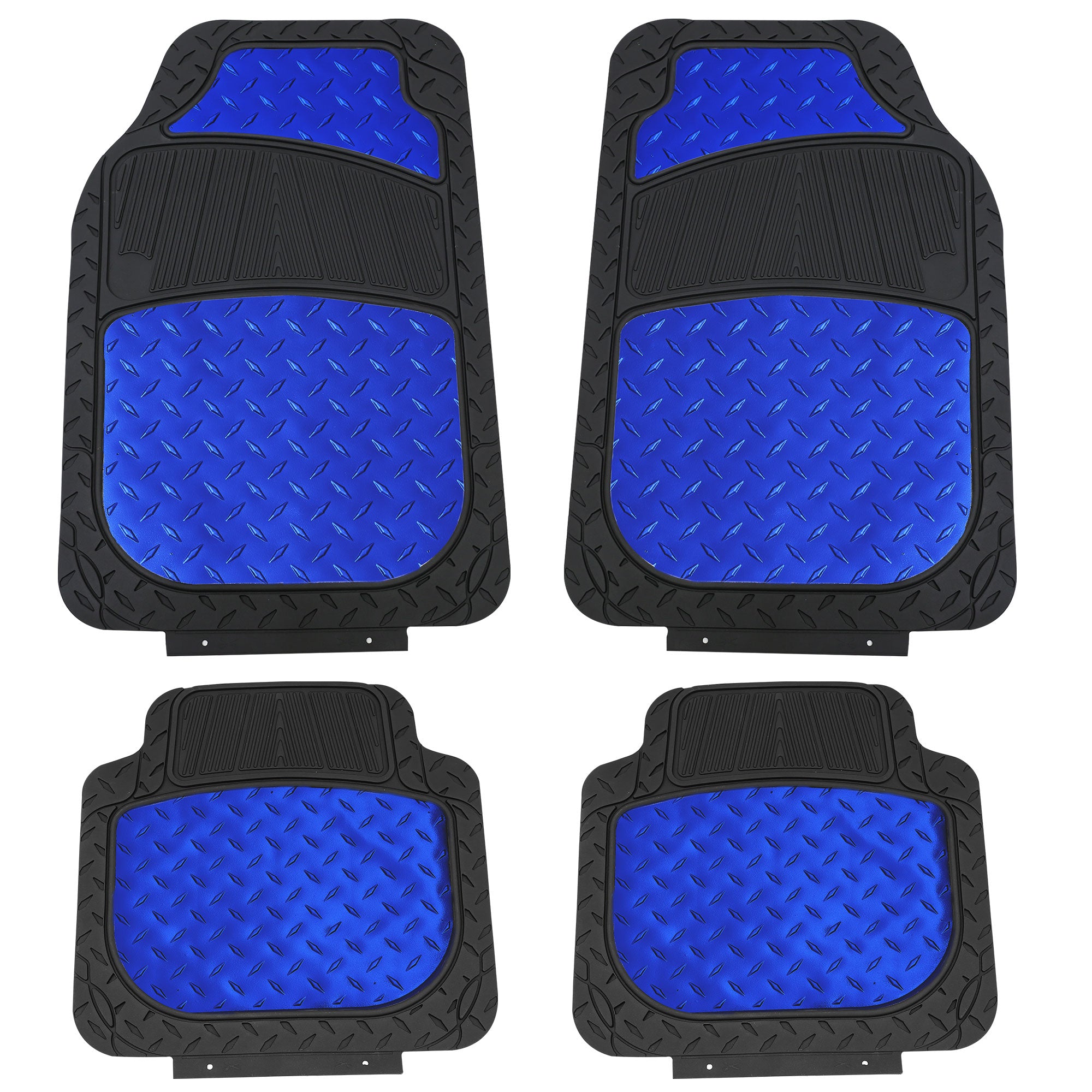 Trimmable ClimaProof High Quality Metallic Non-Slip Rubber Floor Mats - Full Set Blue