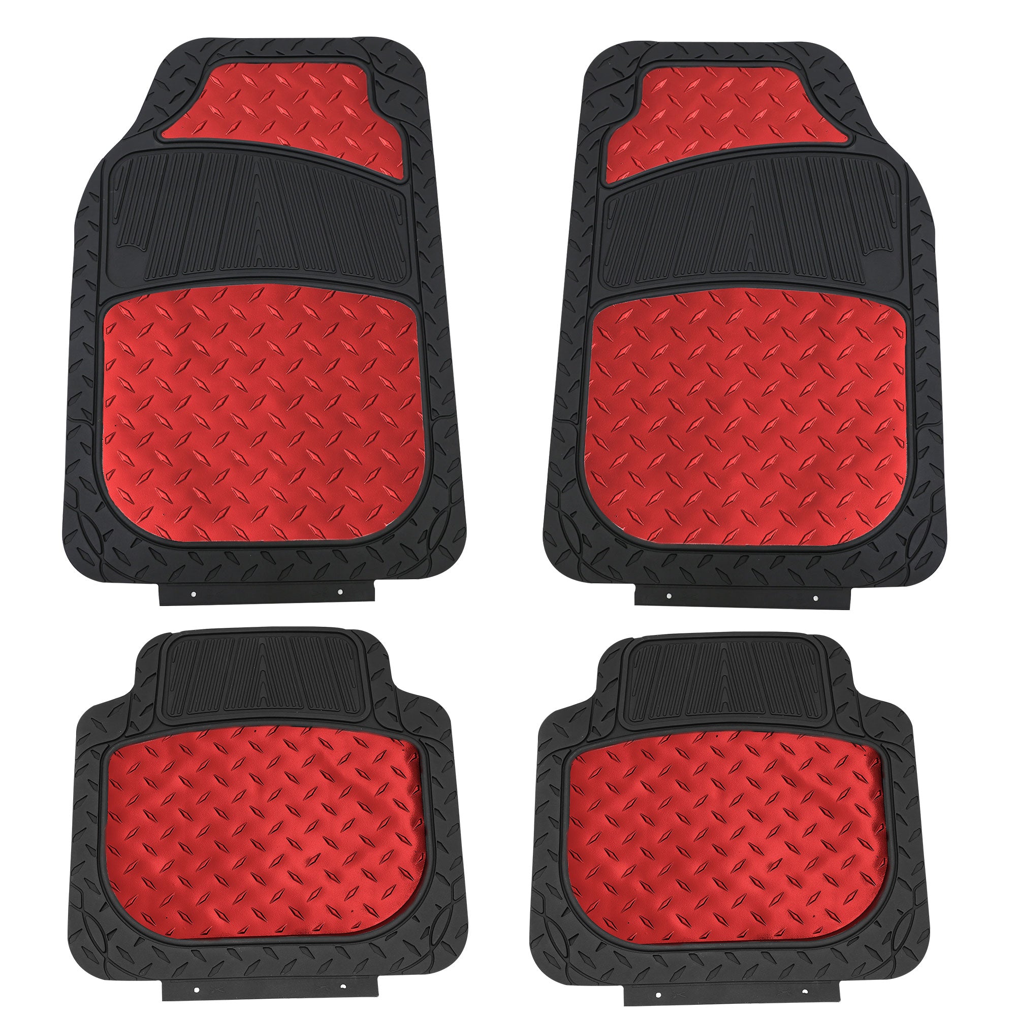 Trimmable ClimaProof High Quality Metallic Non-Slip Rubber Floor Mats - Full Set Red