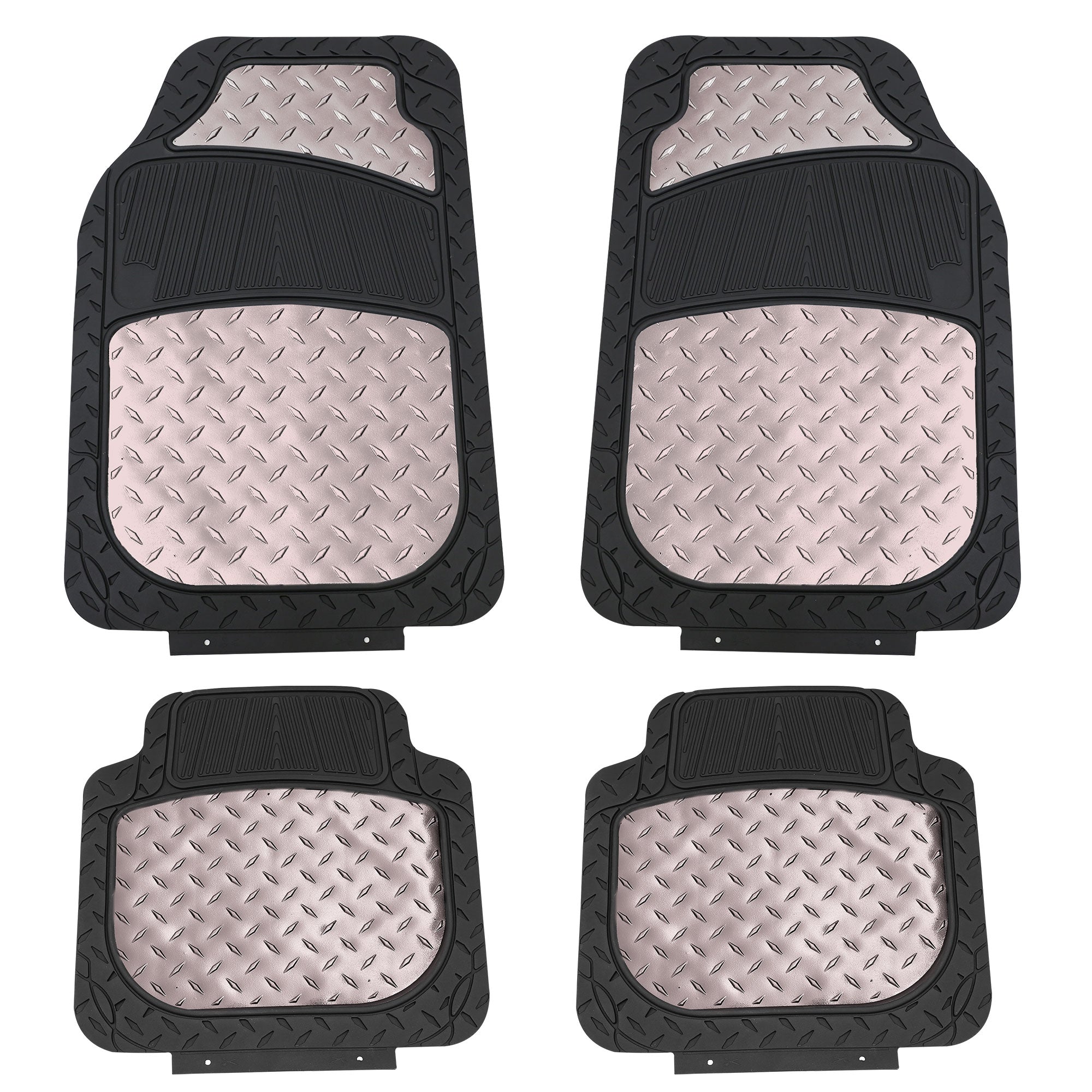 Trimmable ClimaProof High Quality Metallic Non-Slip Rubber Floor Mats - Full Set Gray