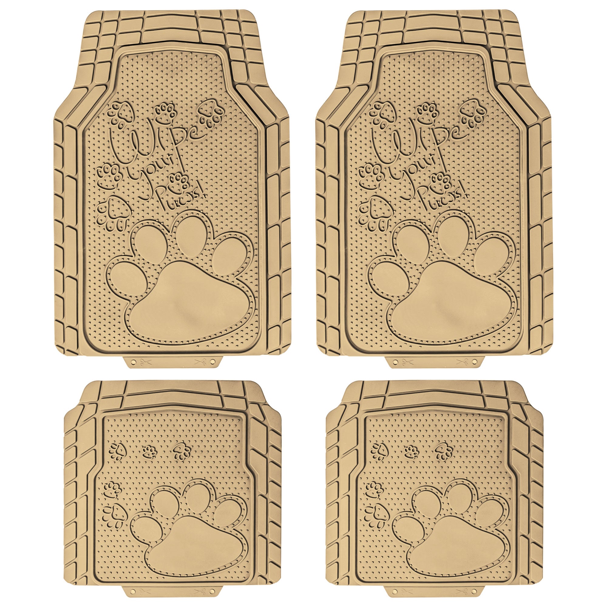 Adorable Paw Print Rubber Floor Mats - Full Set Beige