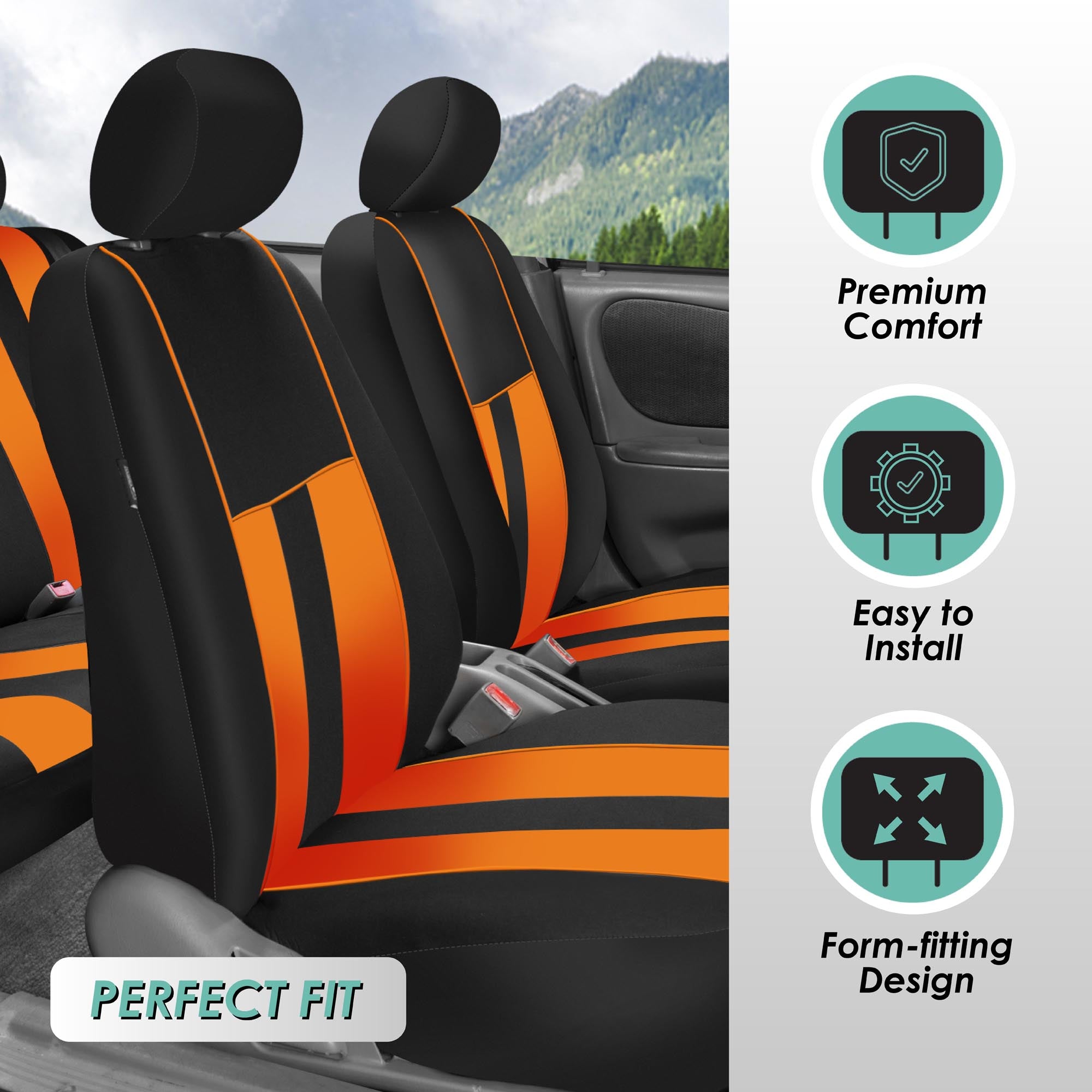 Striking Striped Seat Covers - Full Set Orange