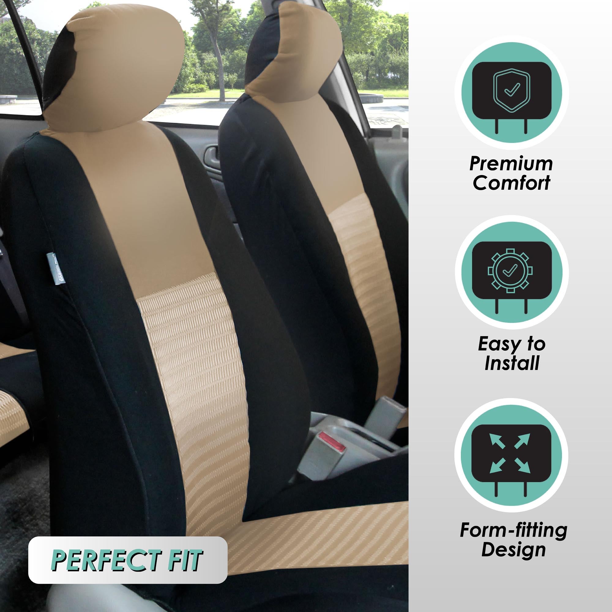 Trendy Elegance 3D Air Mesh 3 Row 7 Seater - Beige Seat Covers