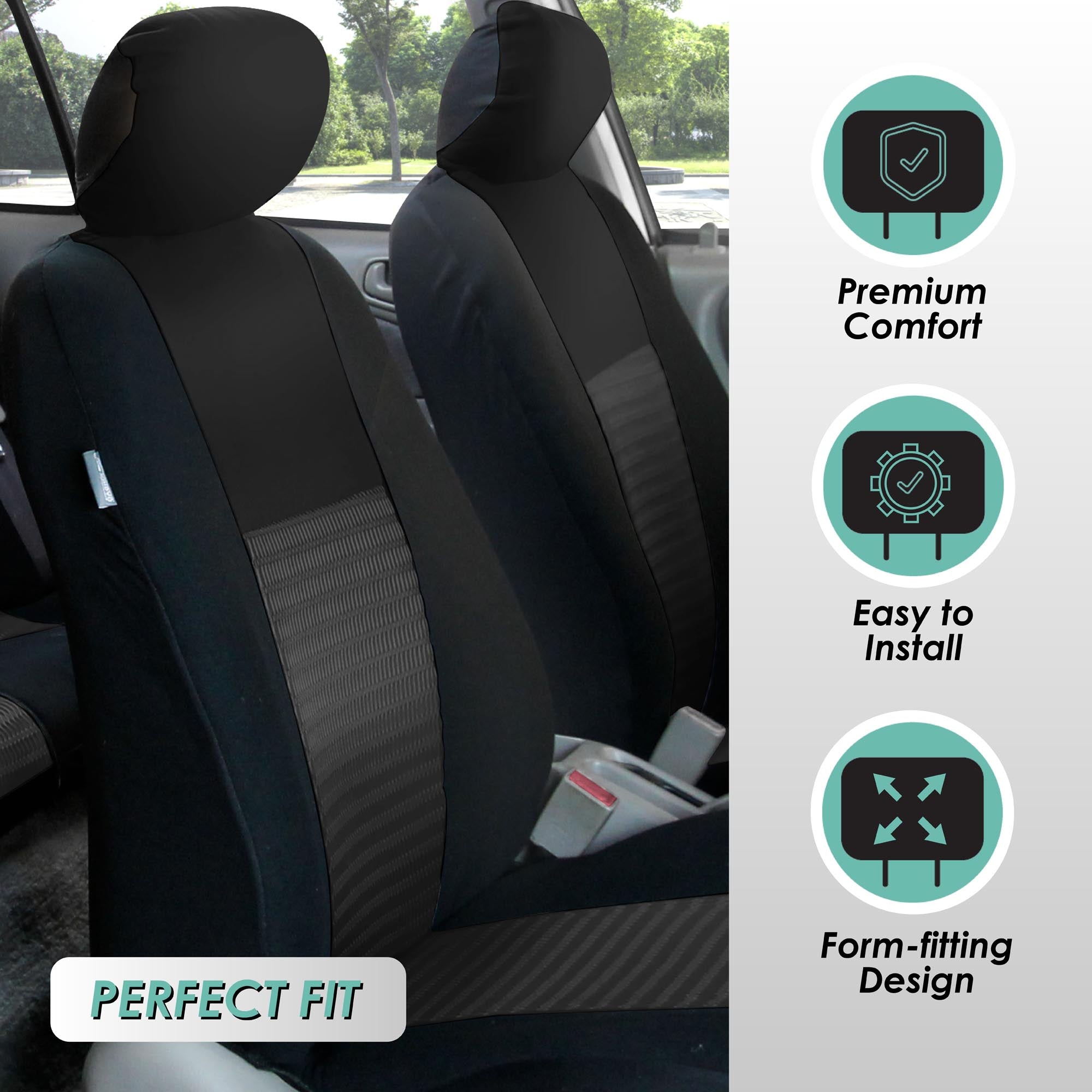 Trendy Elegance 3D Air Mesh 3 Row 7 Seater -  Black Seat Covers