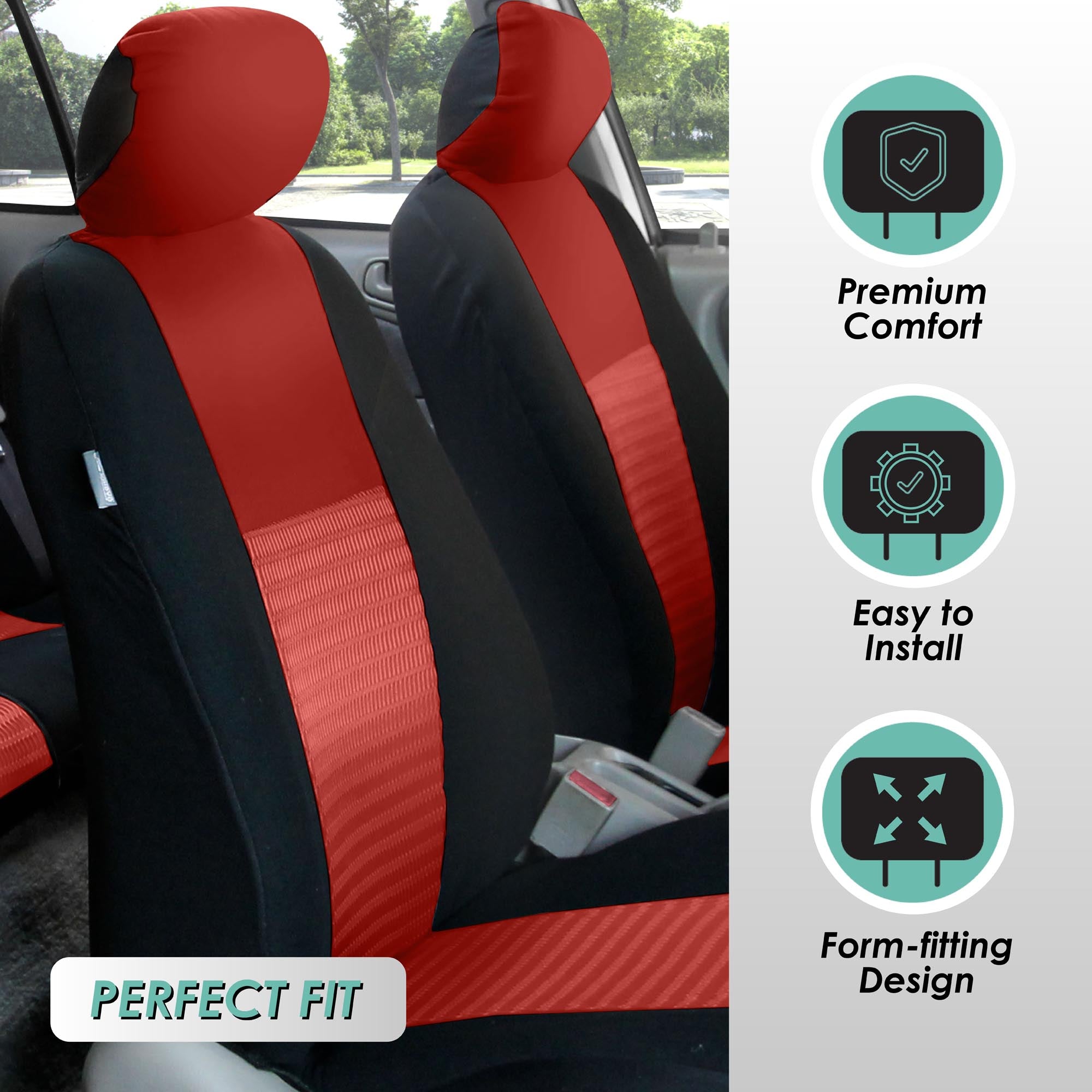 Trendy Elegance 3D Air Mesh 3 Row 7 Seater - Red Seat Covers