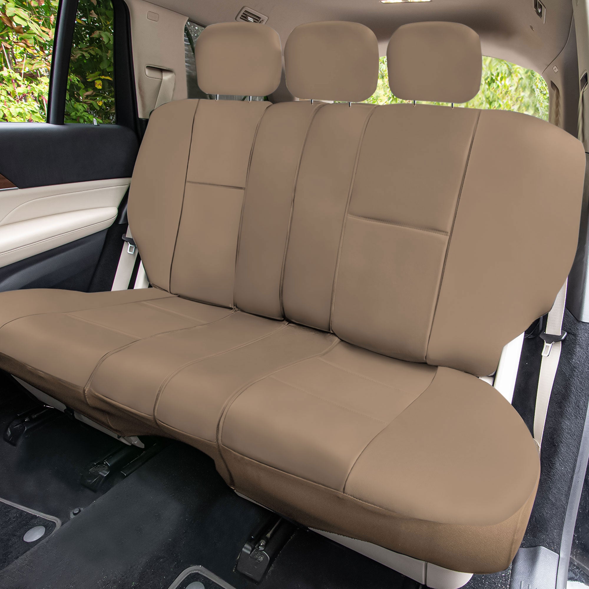 Premium PU Leather Seat Covers - Rear Tan