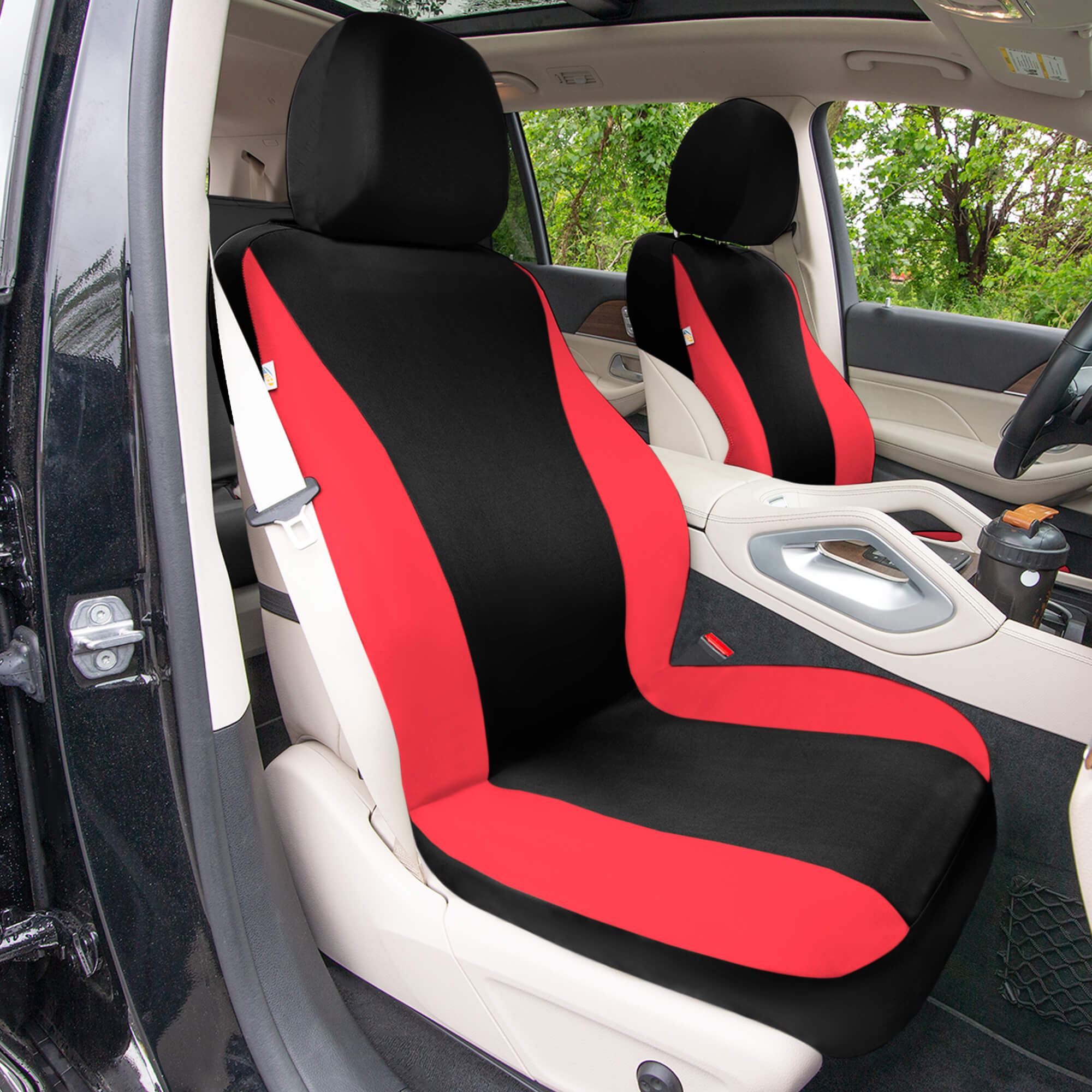 TLH Classic Flat Cloth Car Seat Covers Full Set - Red