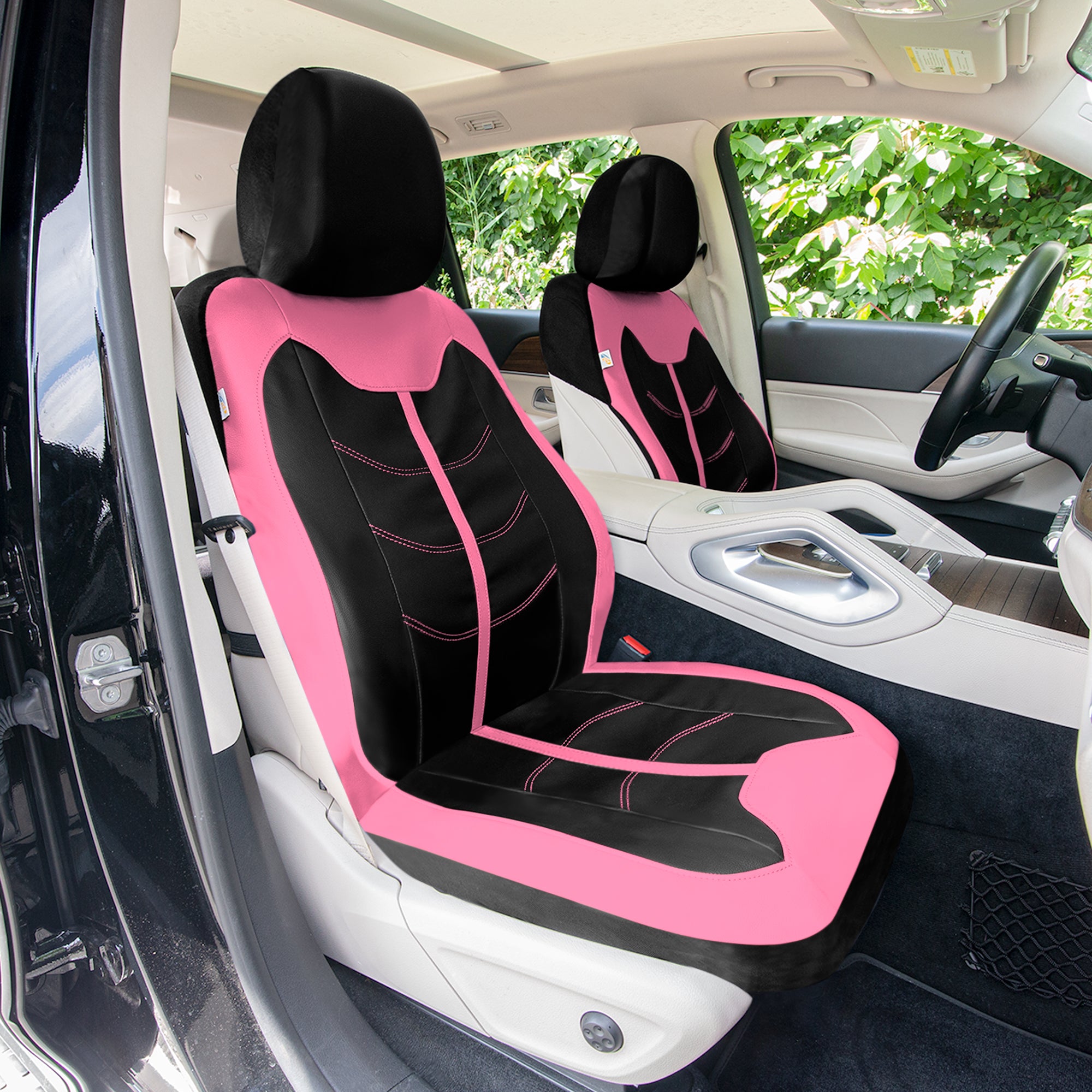 TLH Universal Fit Car Seat Cover - Full Set of Automotive Seat Covers Pink