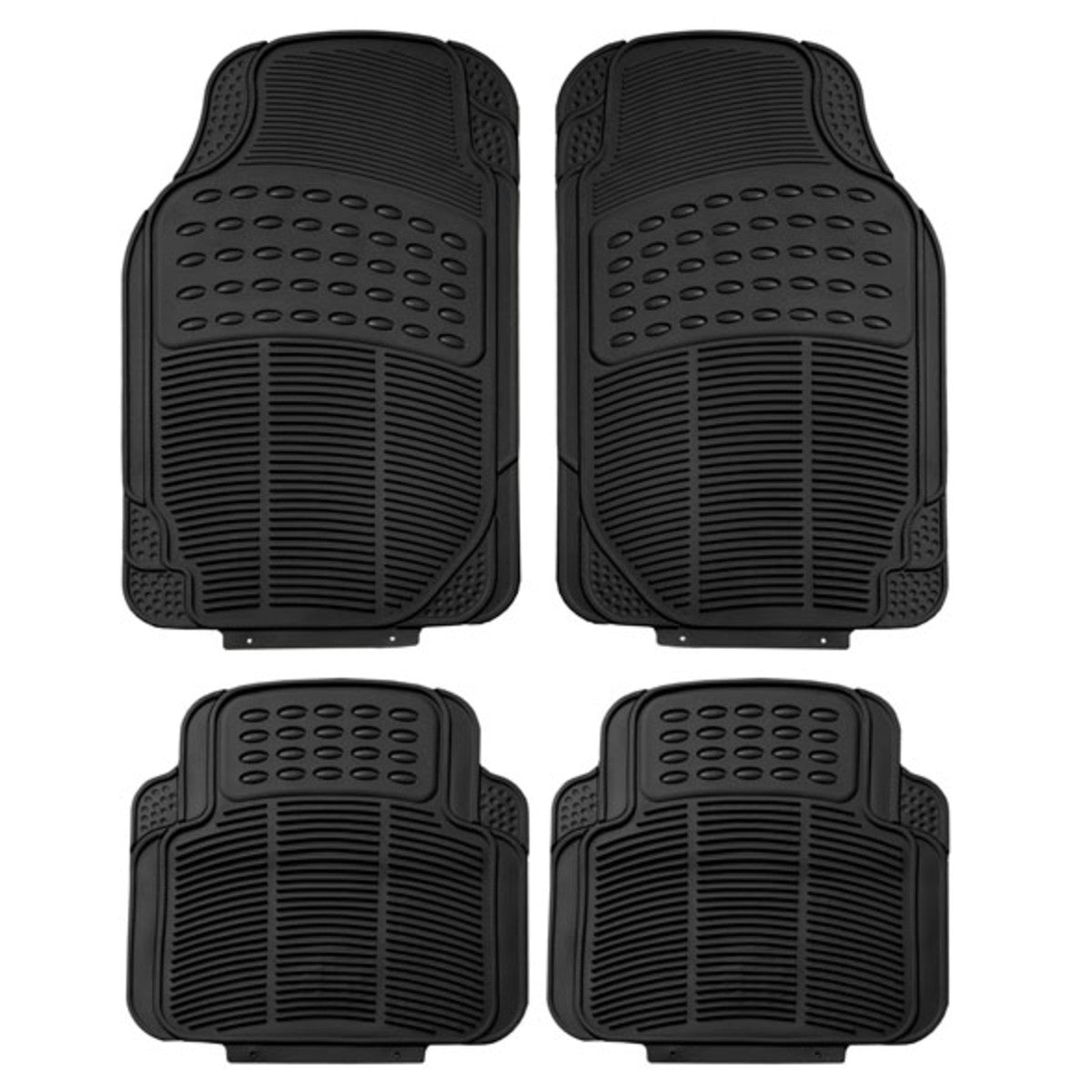 High Quality Trimmable Non-Slip Rubber Floor Mats - Full Set Black