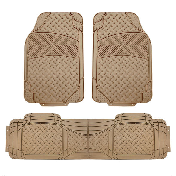 Semi-Custom ClimaProof Trimmable Non-Slip Vinyl Car Floor Mats - Full Set Beige