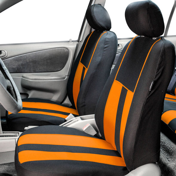 Striking Striped Seat Covers - Front Set Orange