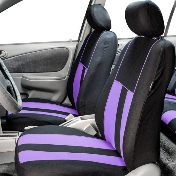 Striking Striped Seat Covers - Front Set Purple