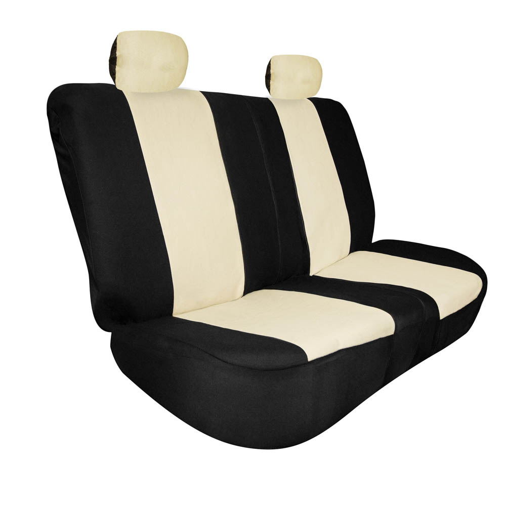 Full Coverage Flat Cloth Seat Covers - Rear Beige